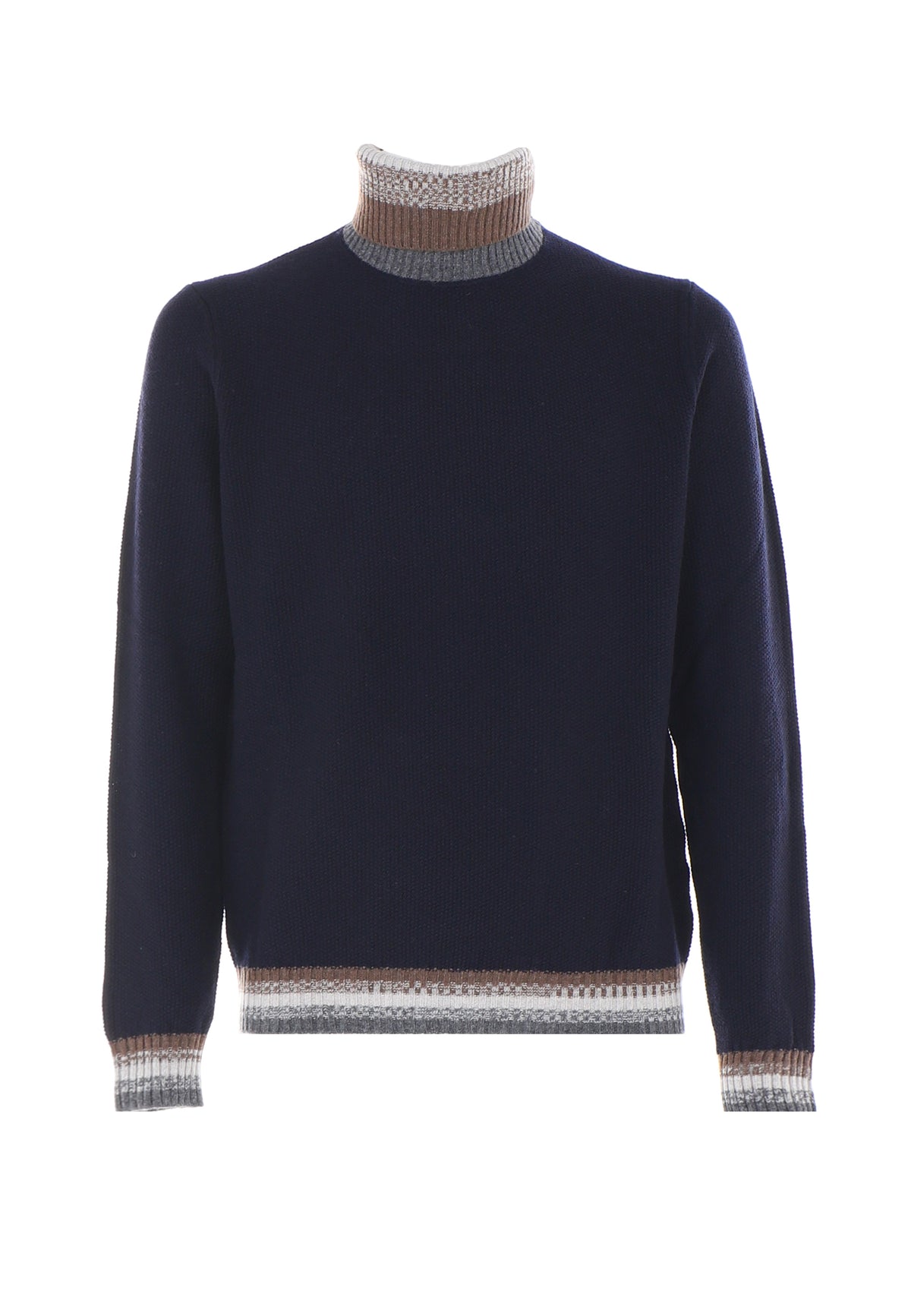 Pullover Collo Alto Sfumato Chicco Blue Navy Melange