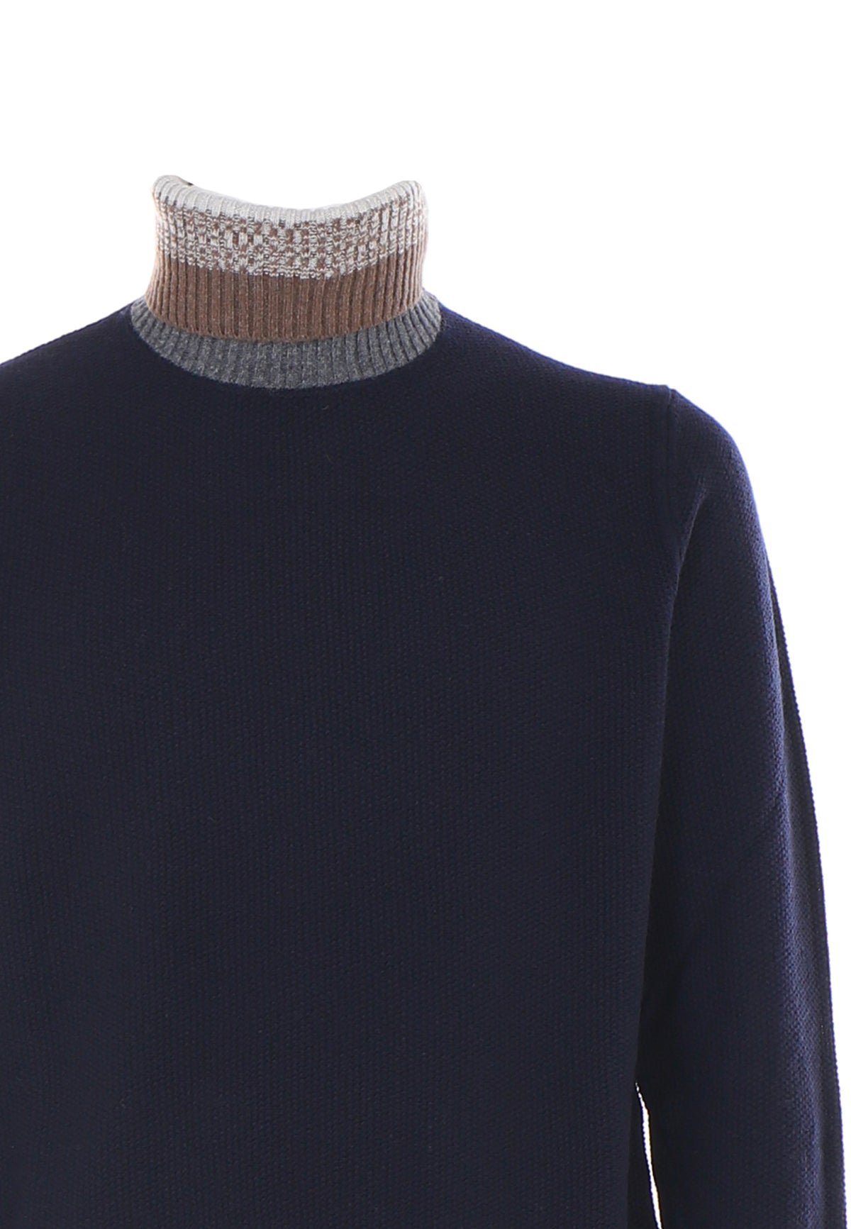 Pullover Collo Alto Sfumato Chicco Blue Navy Melange