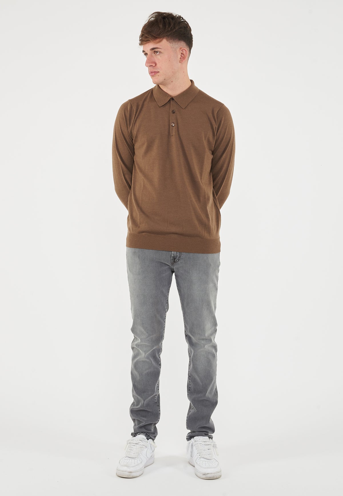 Merino Wool Polo Shirt Hazelnut Melange