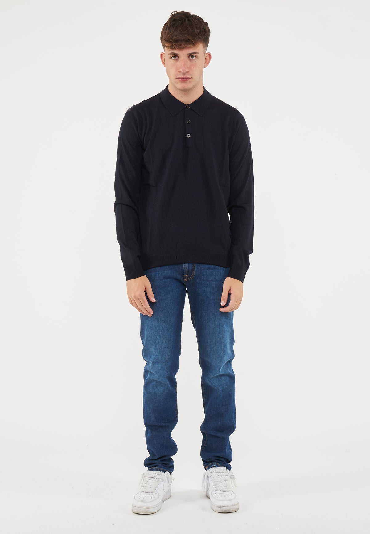 Merino Wool Polo Shirt Blue