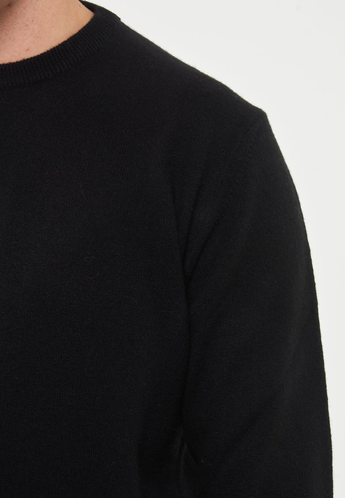 Girocollo Misto Cachemire Merinos Nero