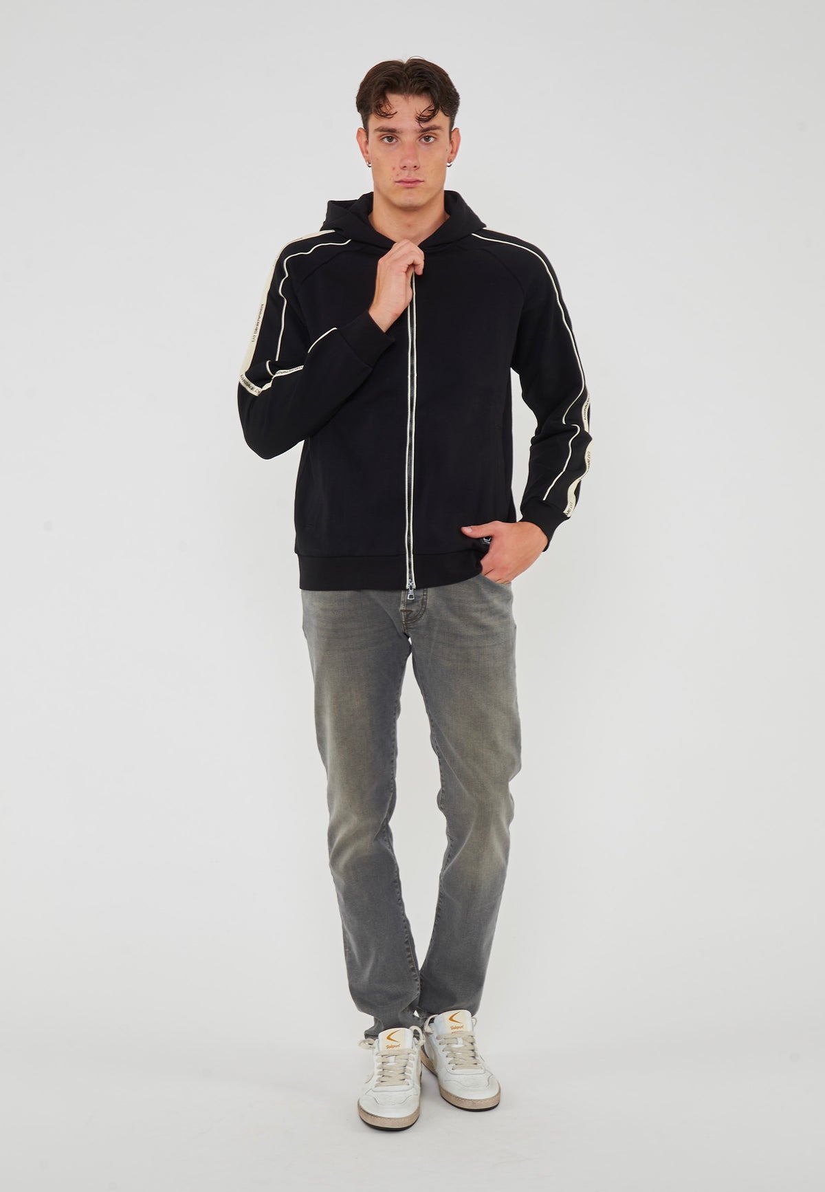 Felpa Con Cappuccio E Zip Logo Series In Misto Cotone