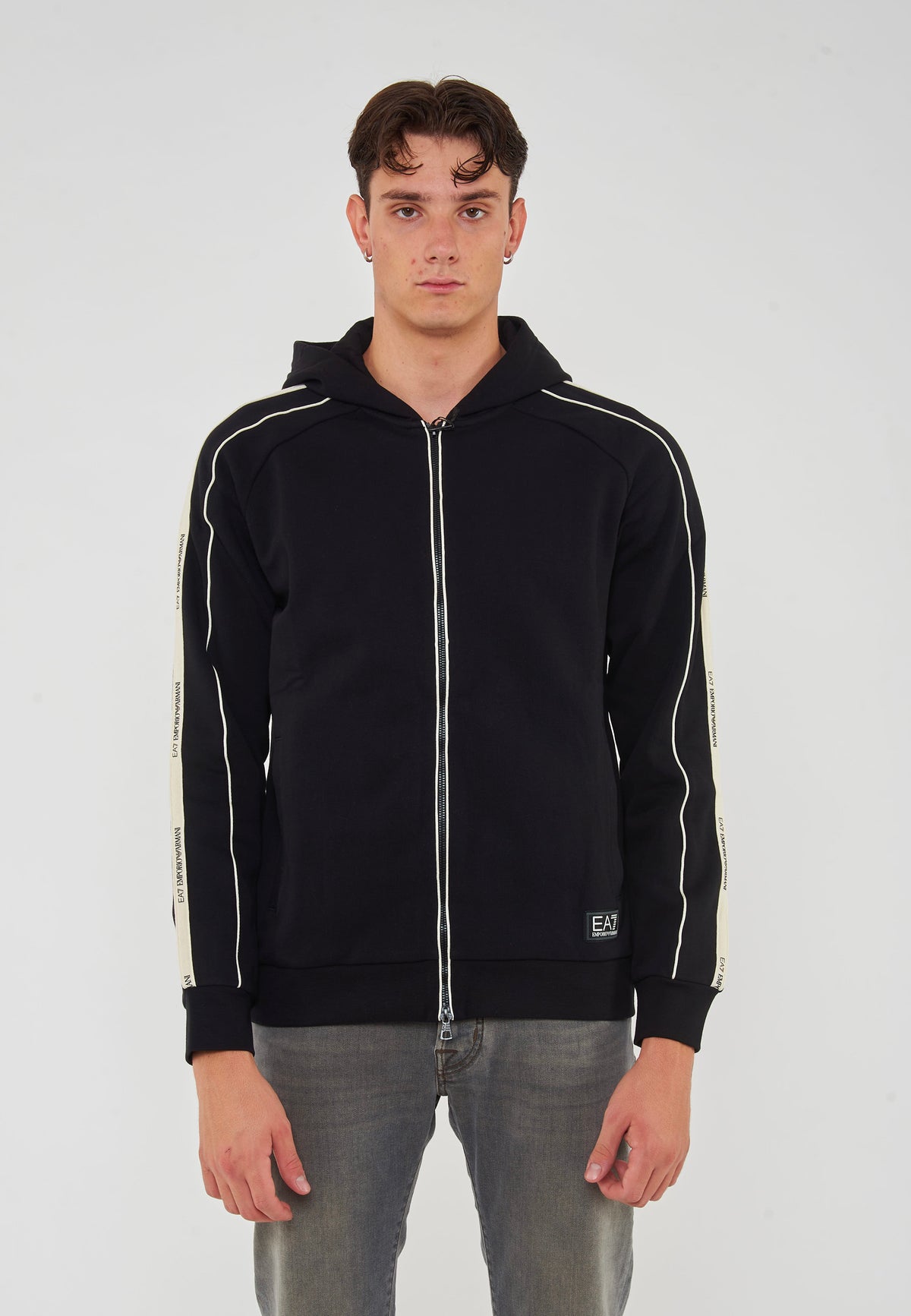 Felpa Con Cappuccio E Zip Logo Series In Misto Cotone