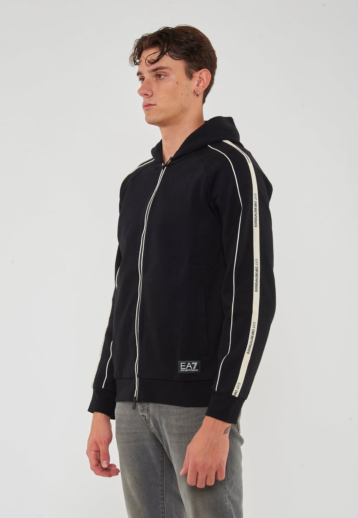 Felpa Con Cappuccio E Zip Logo Series In Misto Cotone