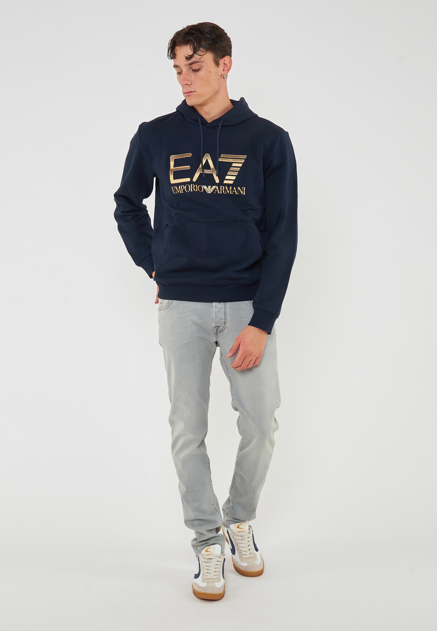 Felpa Con Cappuccio Logo Series In Cotone Stretch Con Maxi Logo