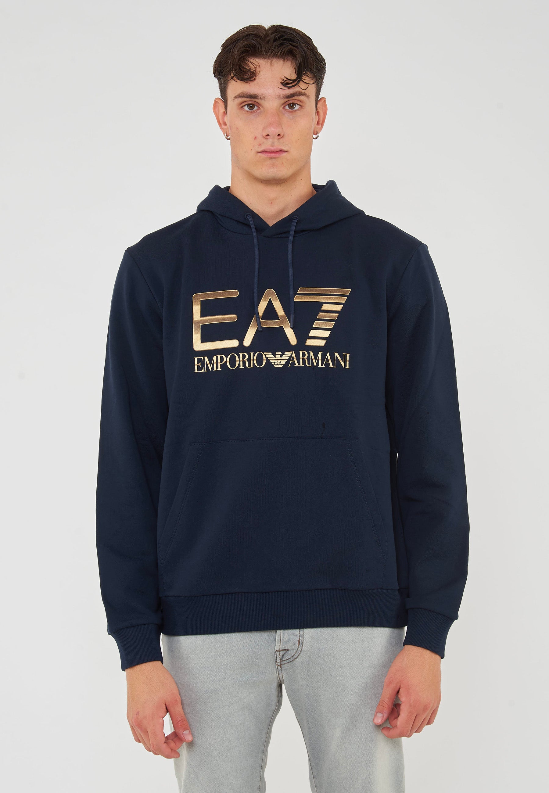 Felpa Con Cappuccio Logo Series In Cotone Stretch Con Maxi Logo