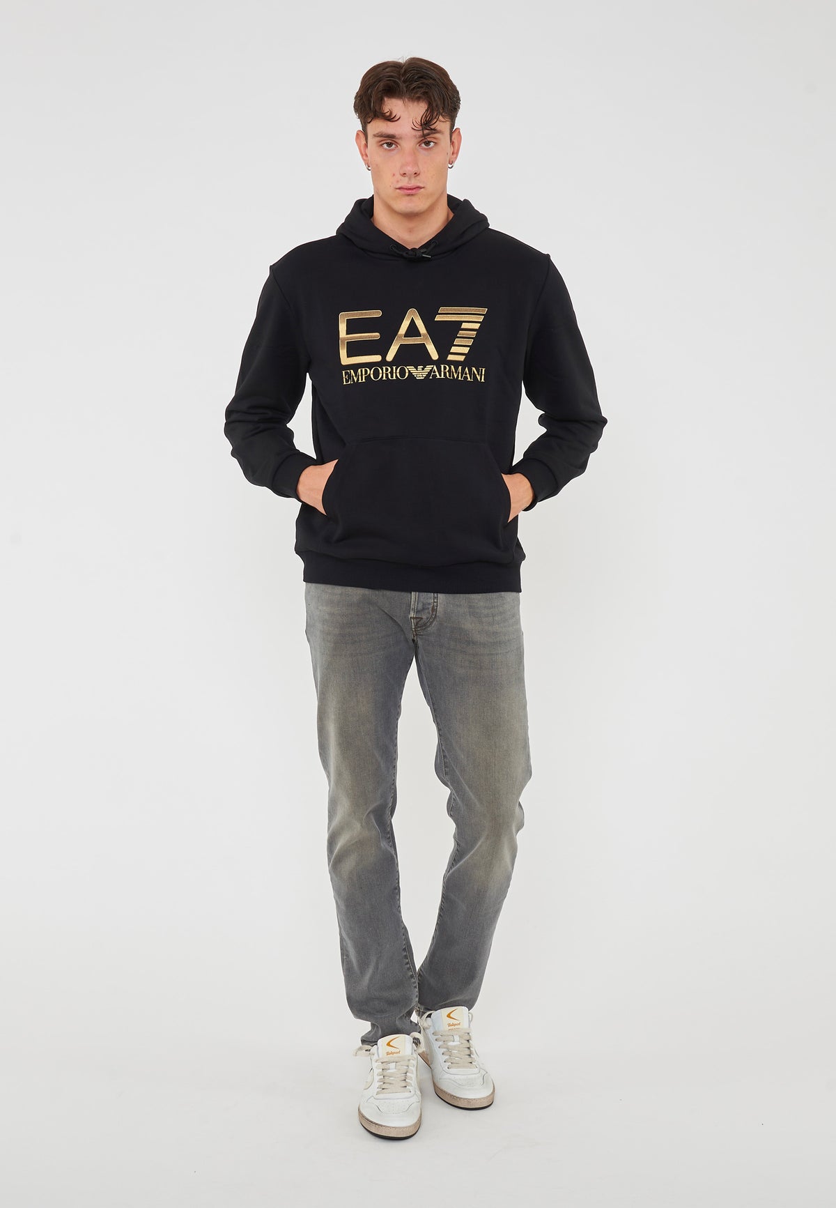 Felpa Con Cappuccio Logo Series In Cotone Stretch Con Maxi Logo