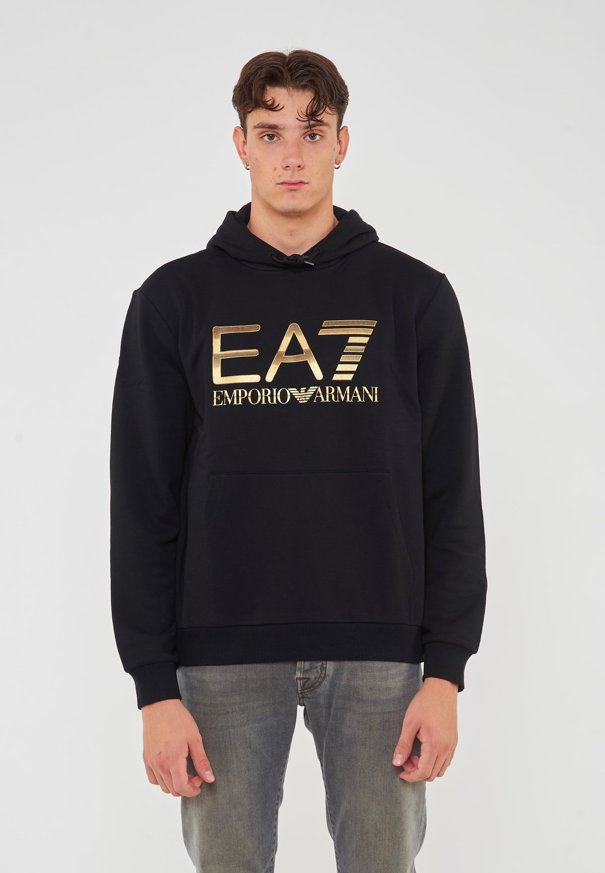 Felpa Con Cappuccio Logo Series In Cotone Stretch Con Maxi Logo