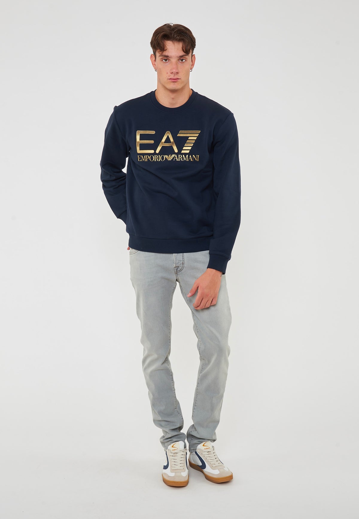 Felpa Girocollo Logo Series In Cotone Stretch Con Maxi Logo