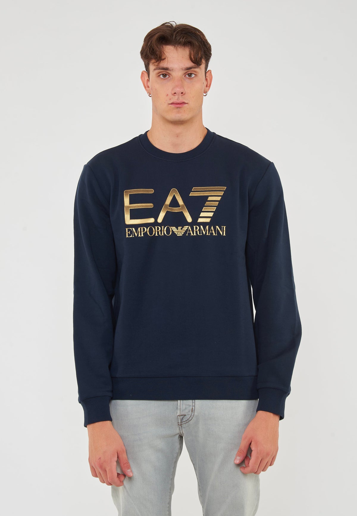 Felpa Girocollo Logo Series In Cotone Stretch Con Maxi Logo
