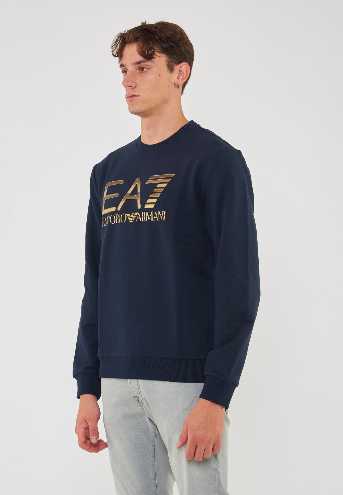 Felpa Girocollo Logo Series In Cotone Stretch Con Maxi Logo