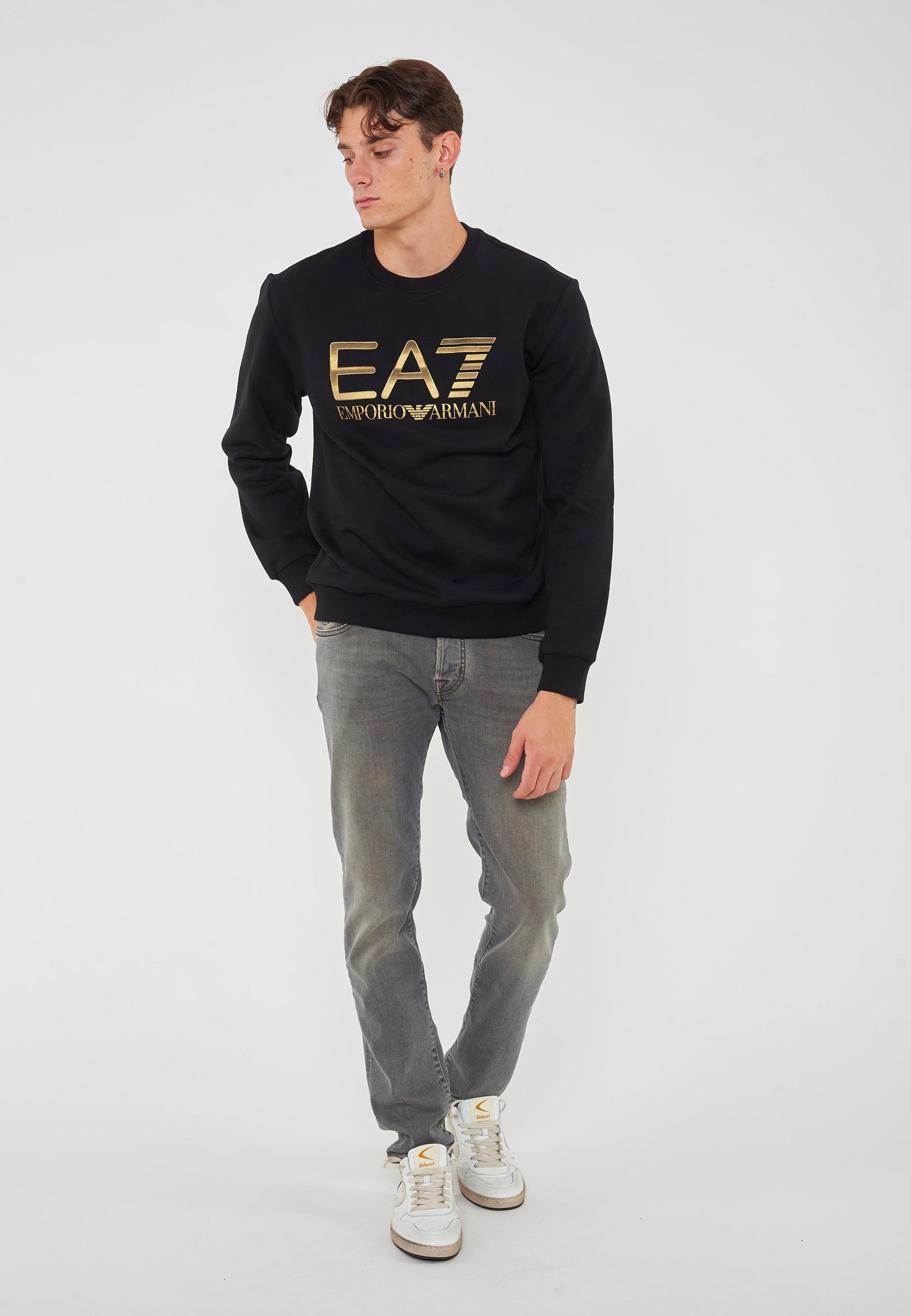 Felpa Girocollo Logo Series In Cotone Stretch Con Maxi Logo