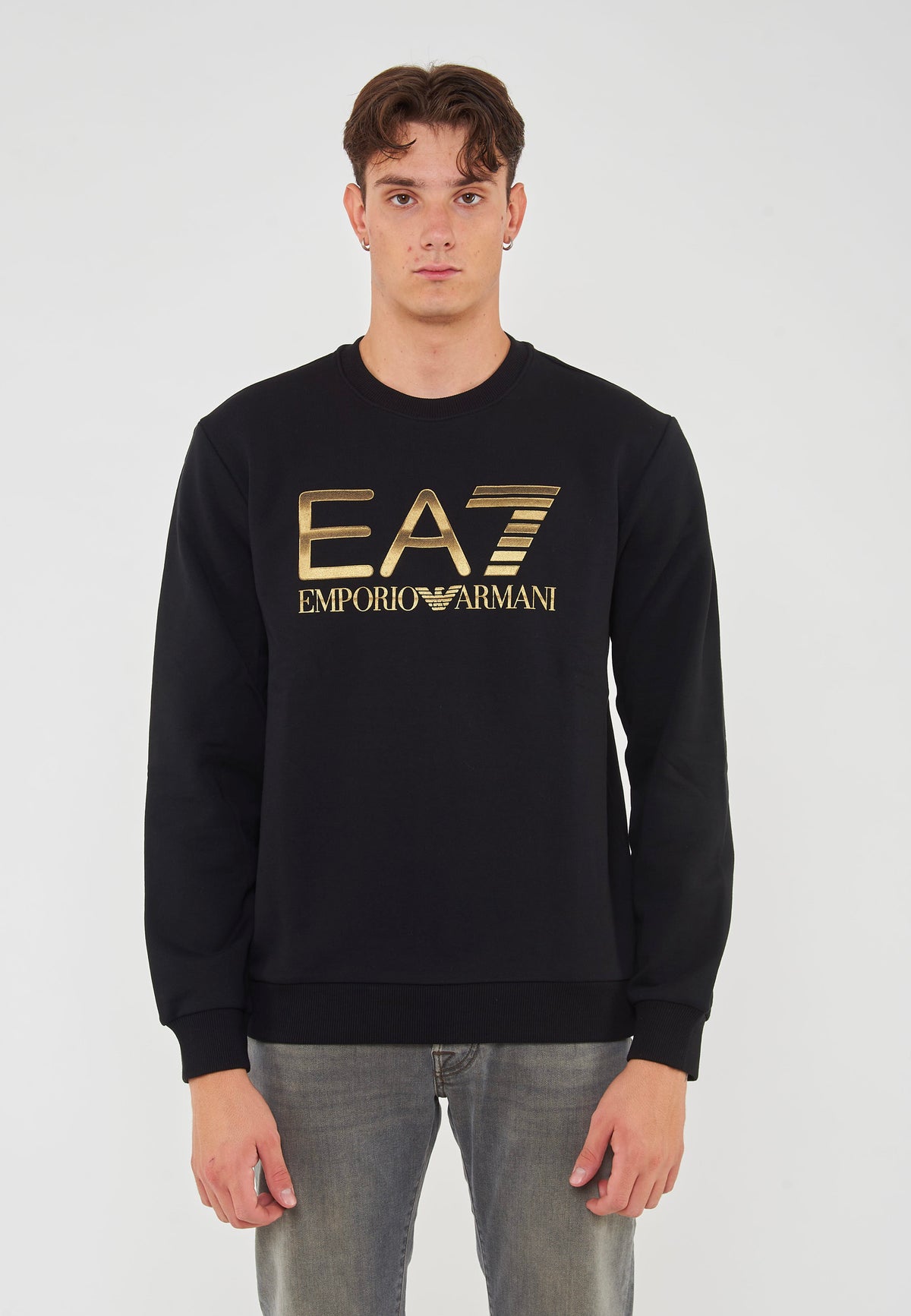 Felpa Girocollo Logo Series In Cotone Stretch Con Maxi Logo