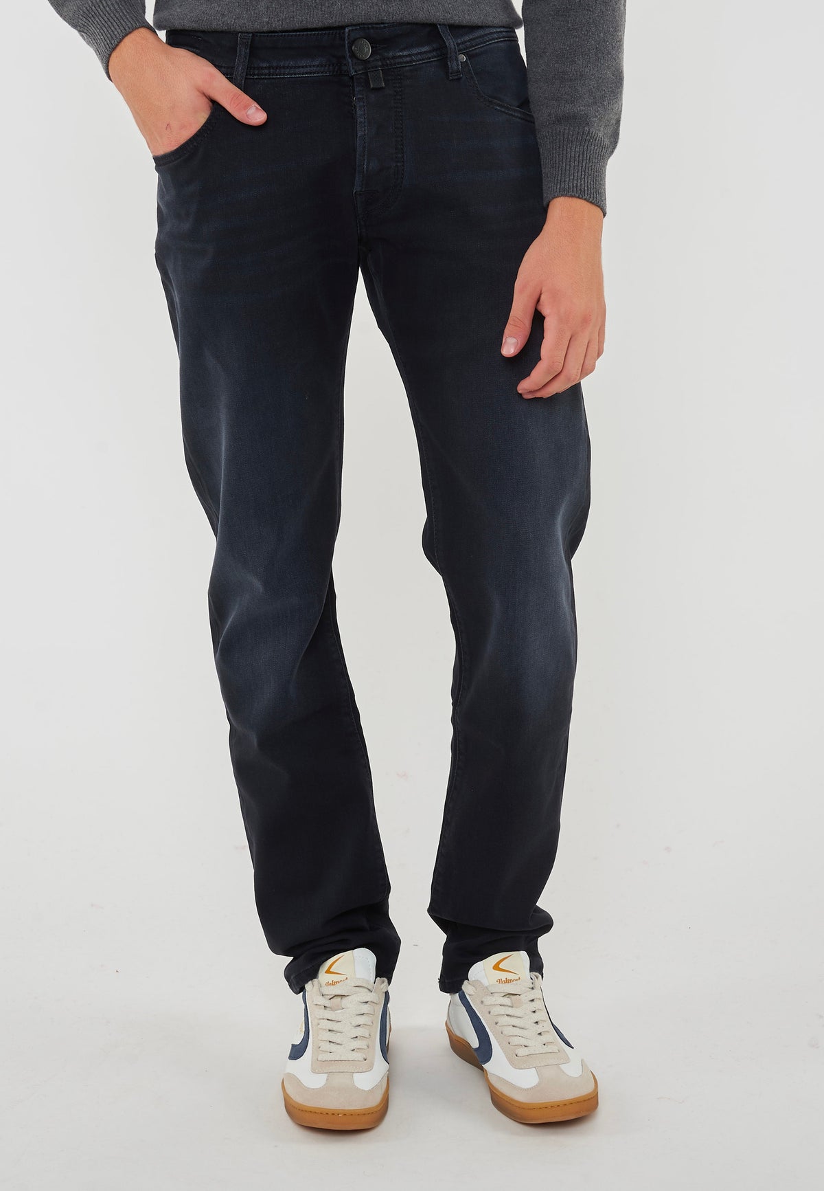 Jeans 5 Tasche Nick Slim Super Slim In Denim Stretch Di Cotone Organico Nero Lavaggio Rinse