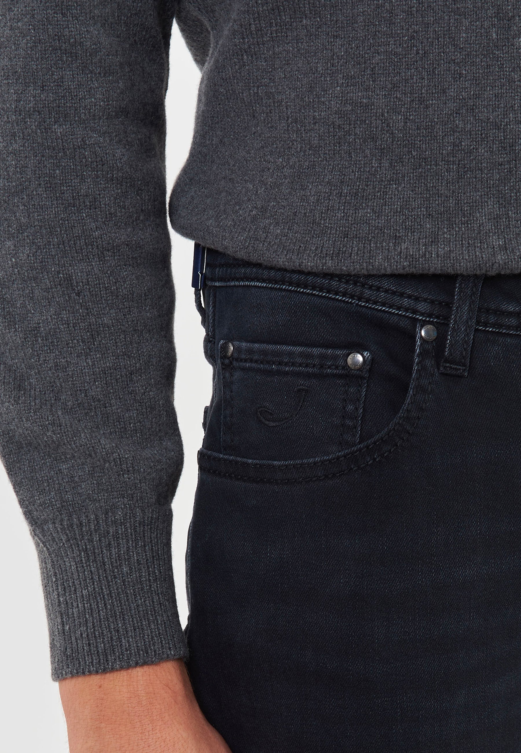 Jeans 5 Tasche Nick Slim Super Slim In Denim Stretch Di Cotone Organico Nero Lavaggio Rinse