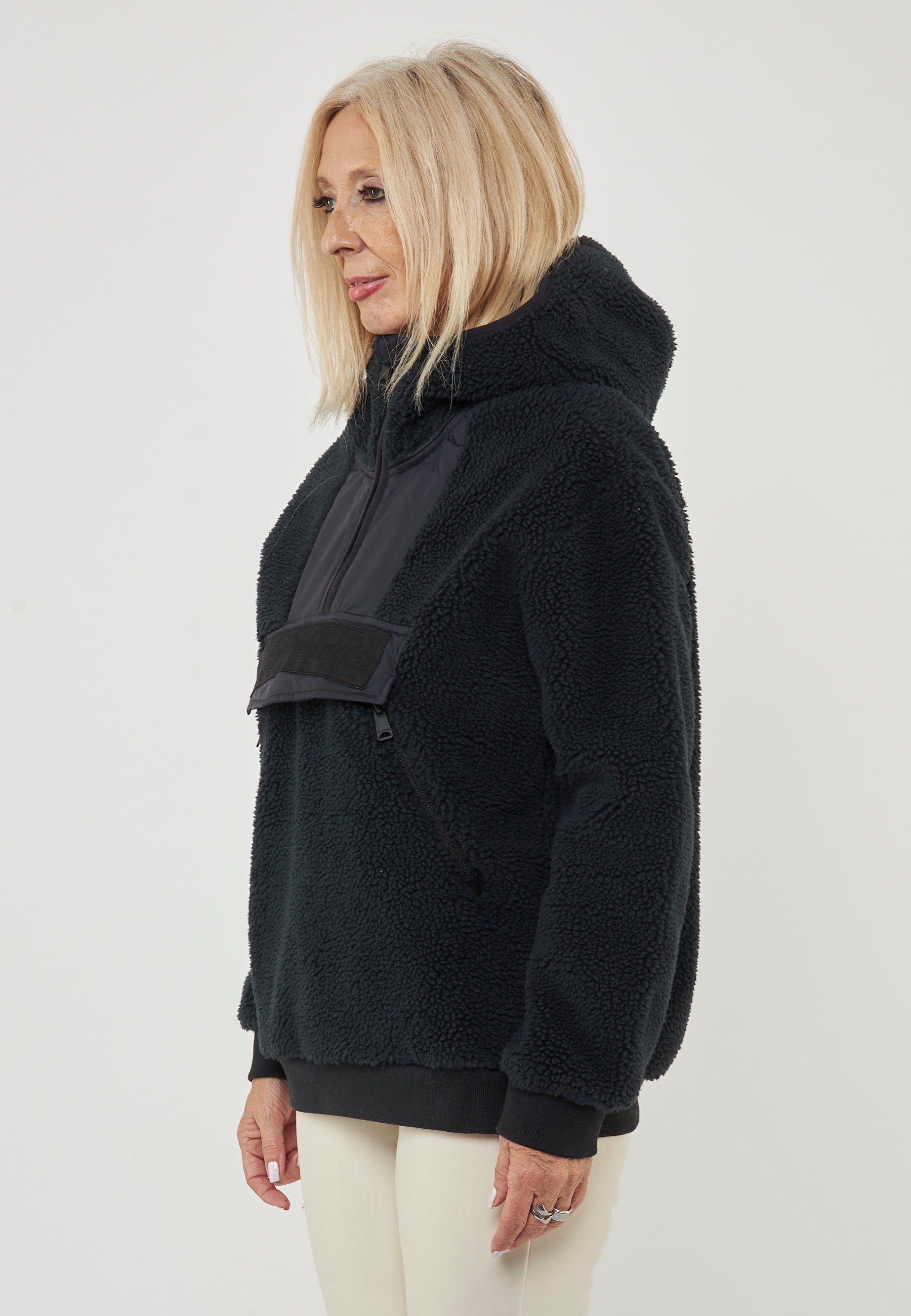 Felpa In Pile Con Cappuccio e Zip Seline