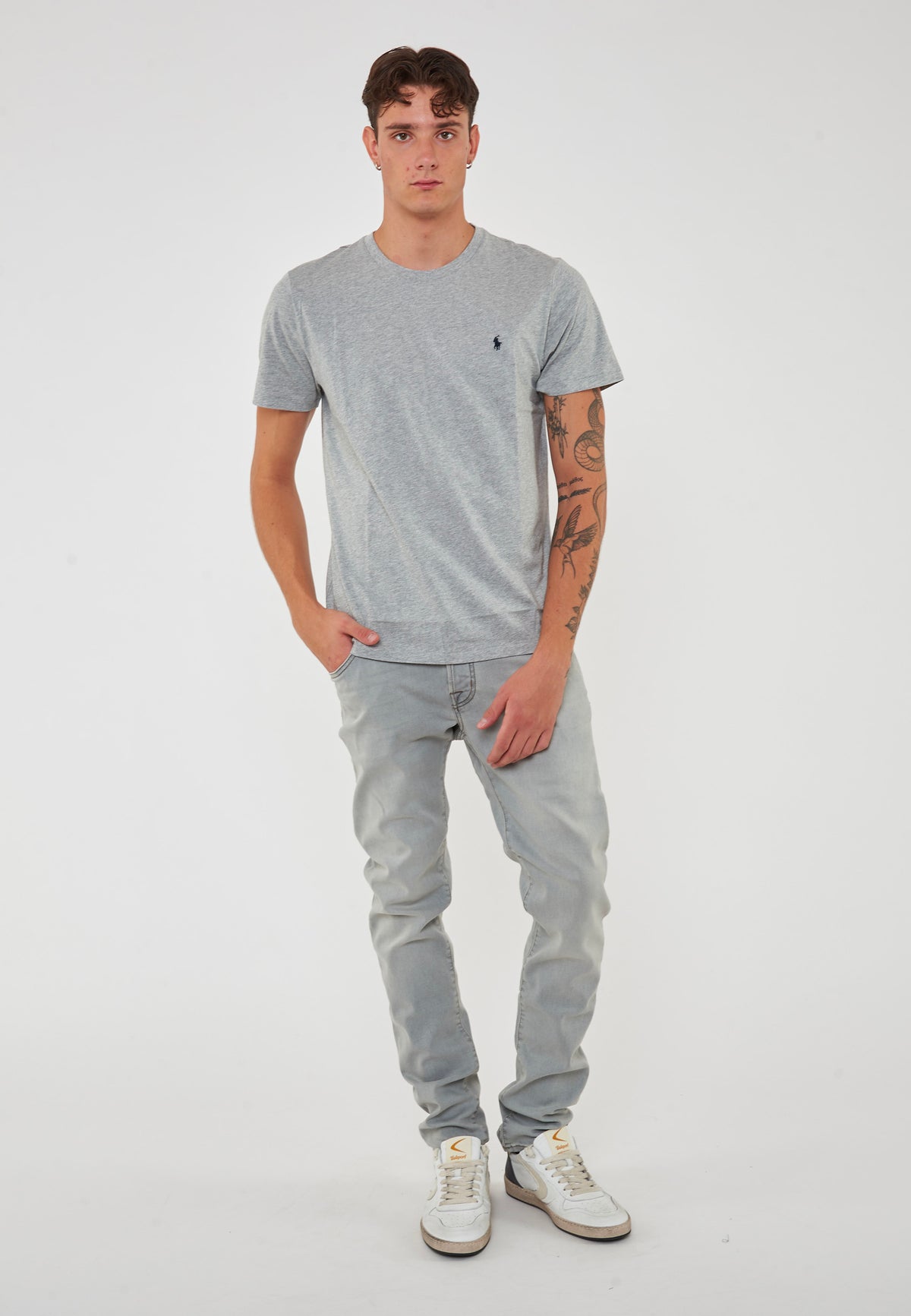 T-Shirt In Jersey di Cotone Grigio