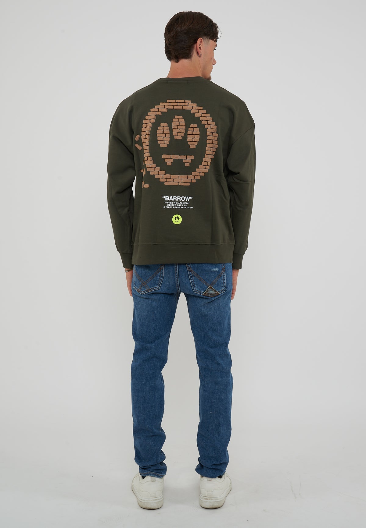 Felpa Girocollo Verde Militare