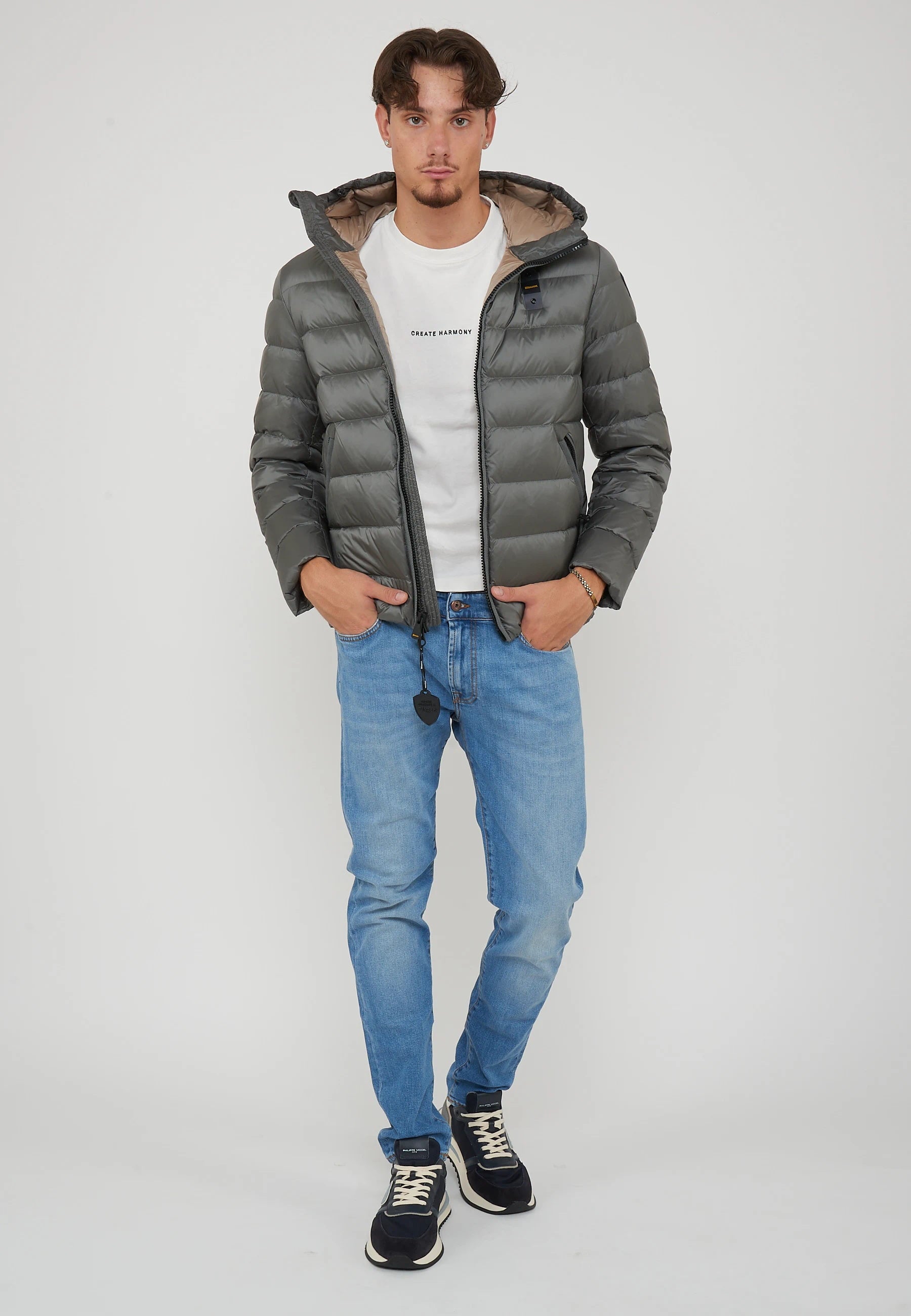 Piumino Con Cappuccio Acton Grigio Roccia