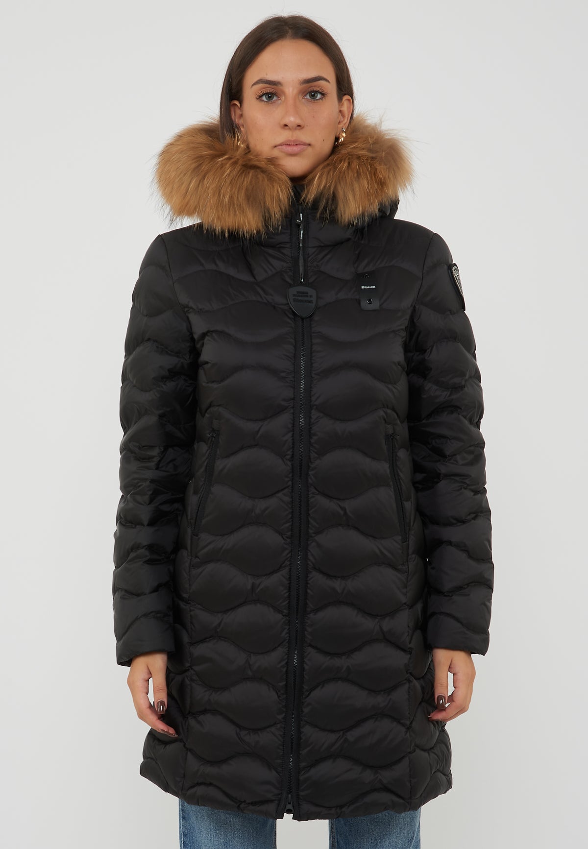 Piuminio Lungo Ad Onde Con Pelliccia Lynel