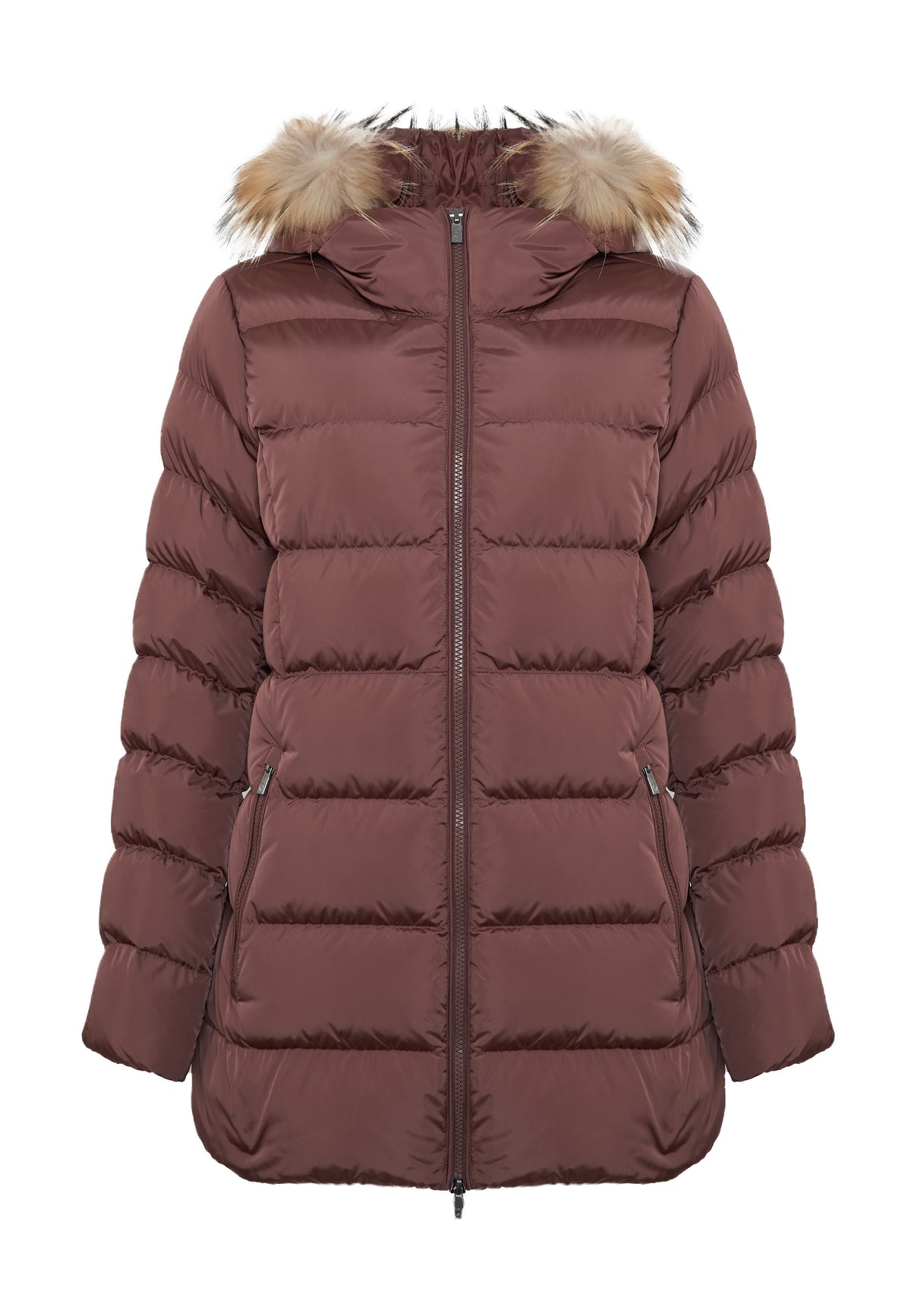 Rosalia Real Fur Giacca Invernale Da Donna Con Cappuccio Fudge