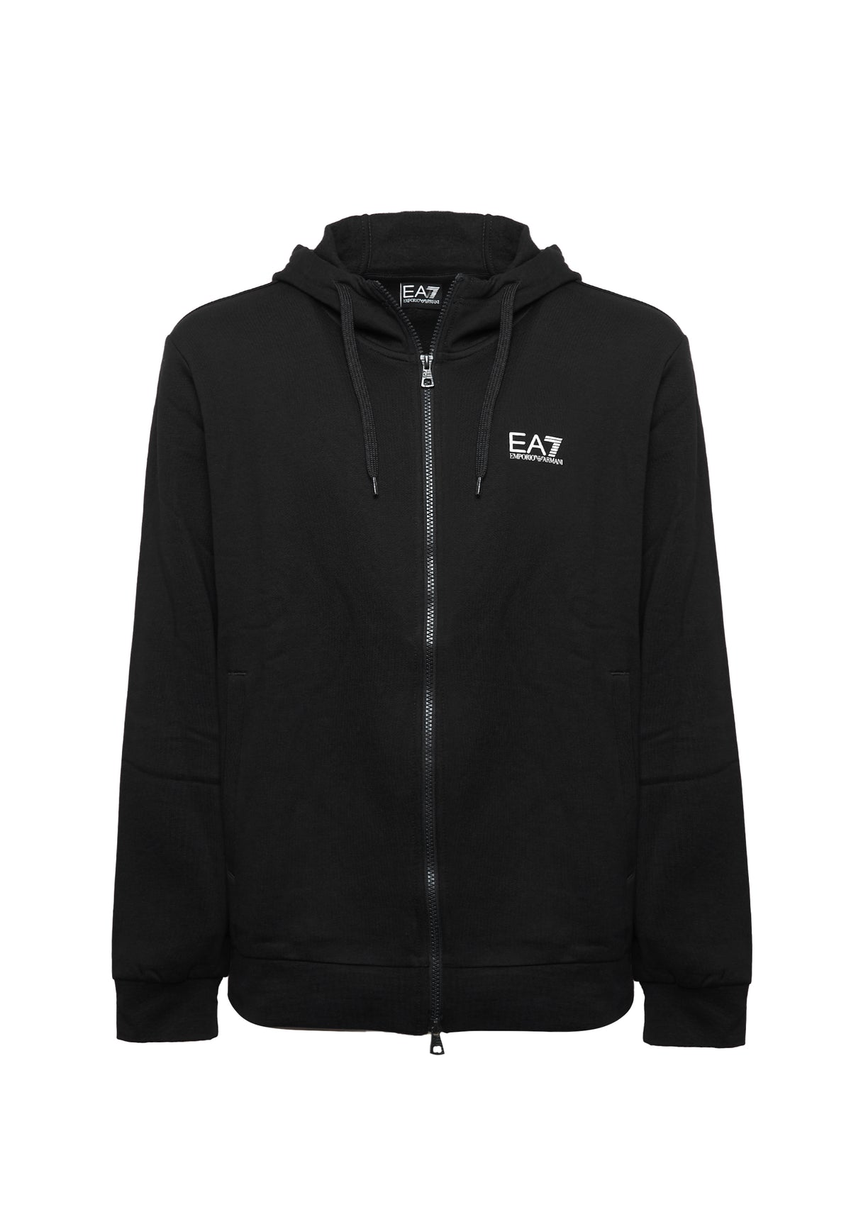 Felpa Con Cappuccio e Zip In Cotone Black