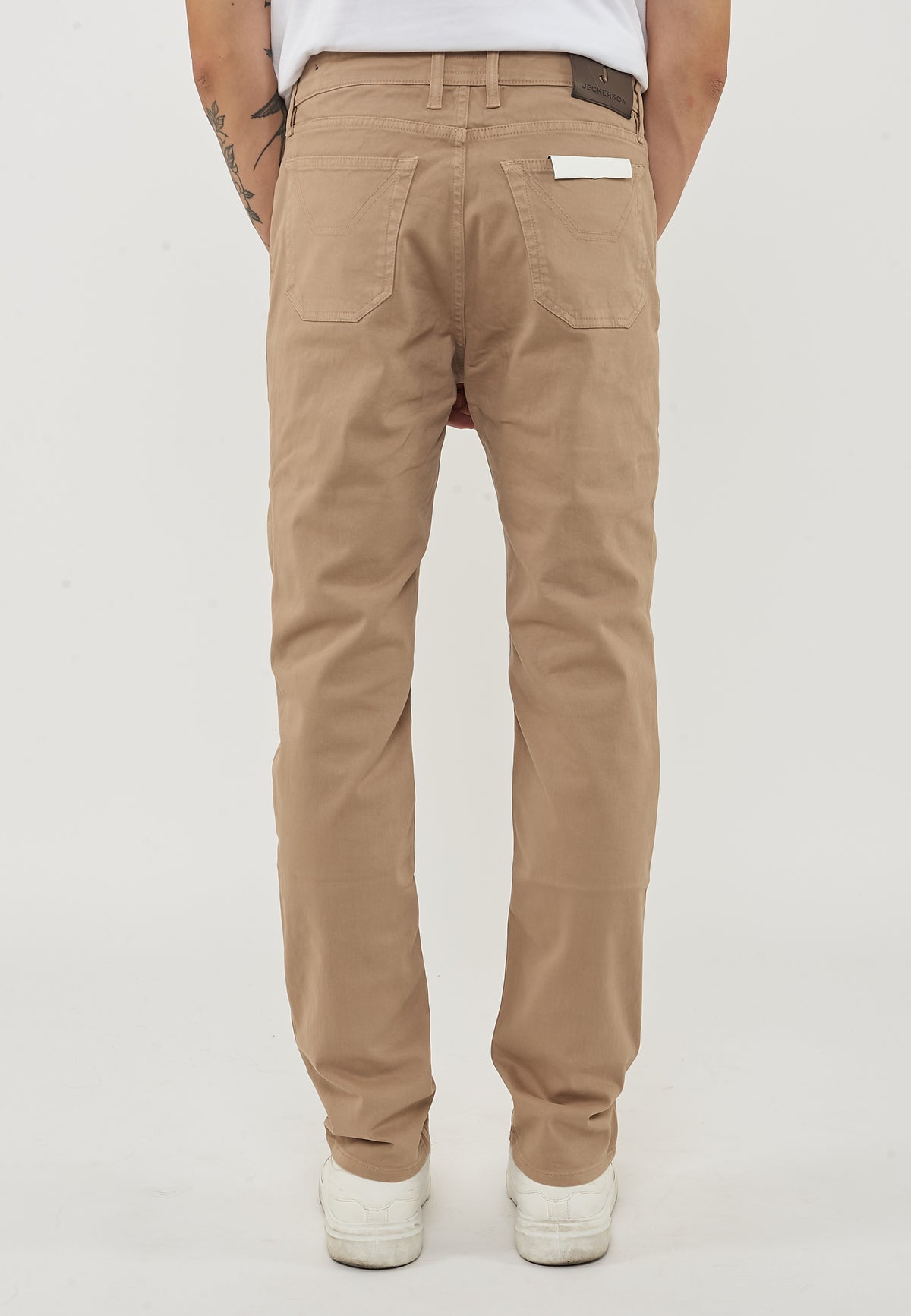 Pantalone John Toppa Cotone Slim Fit Beige Sabbia