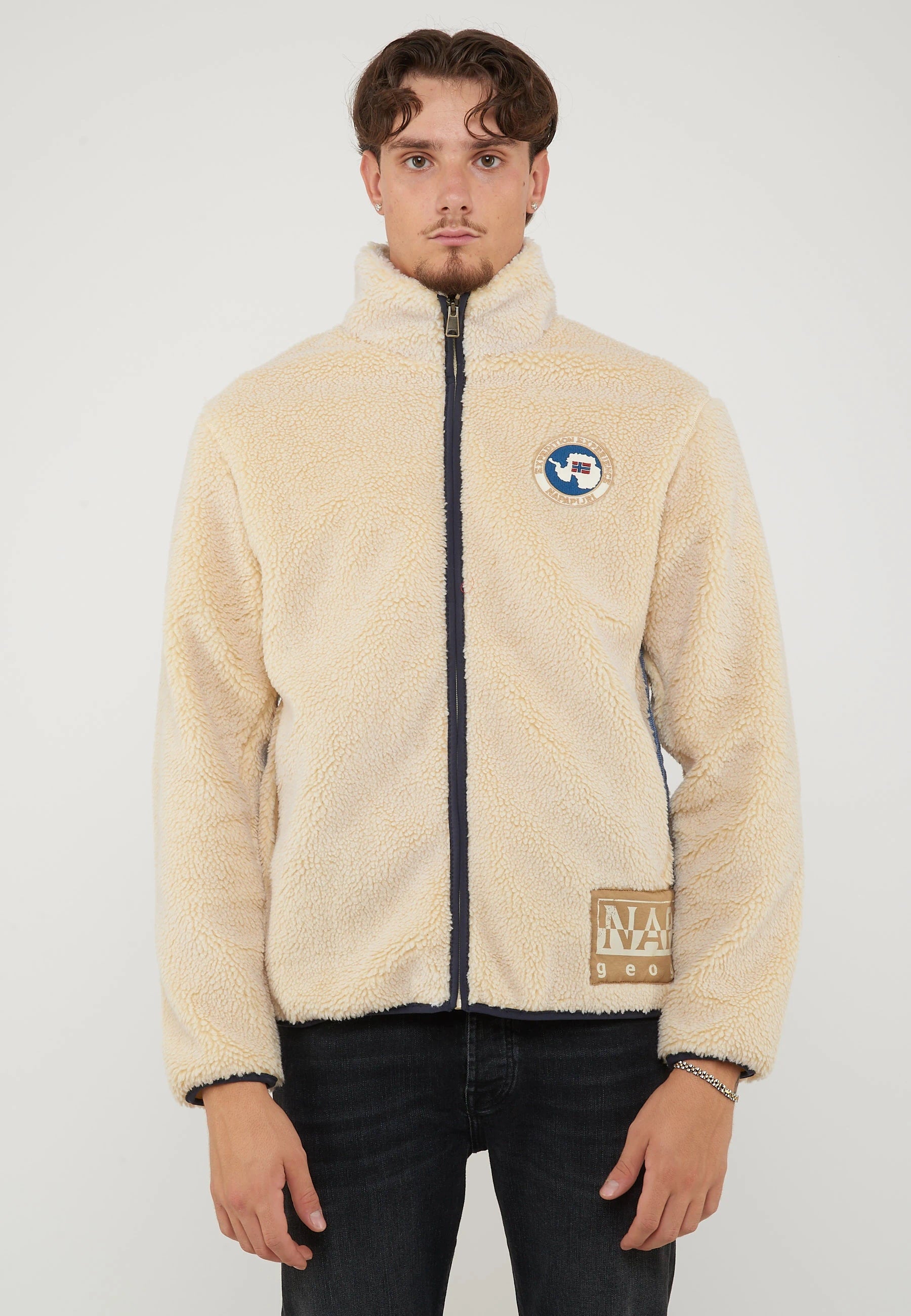 Felpa In Pile Con Zip T-Archive Fleece Putty