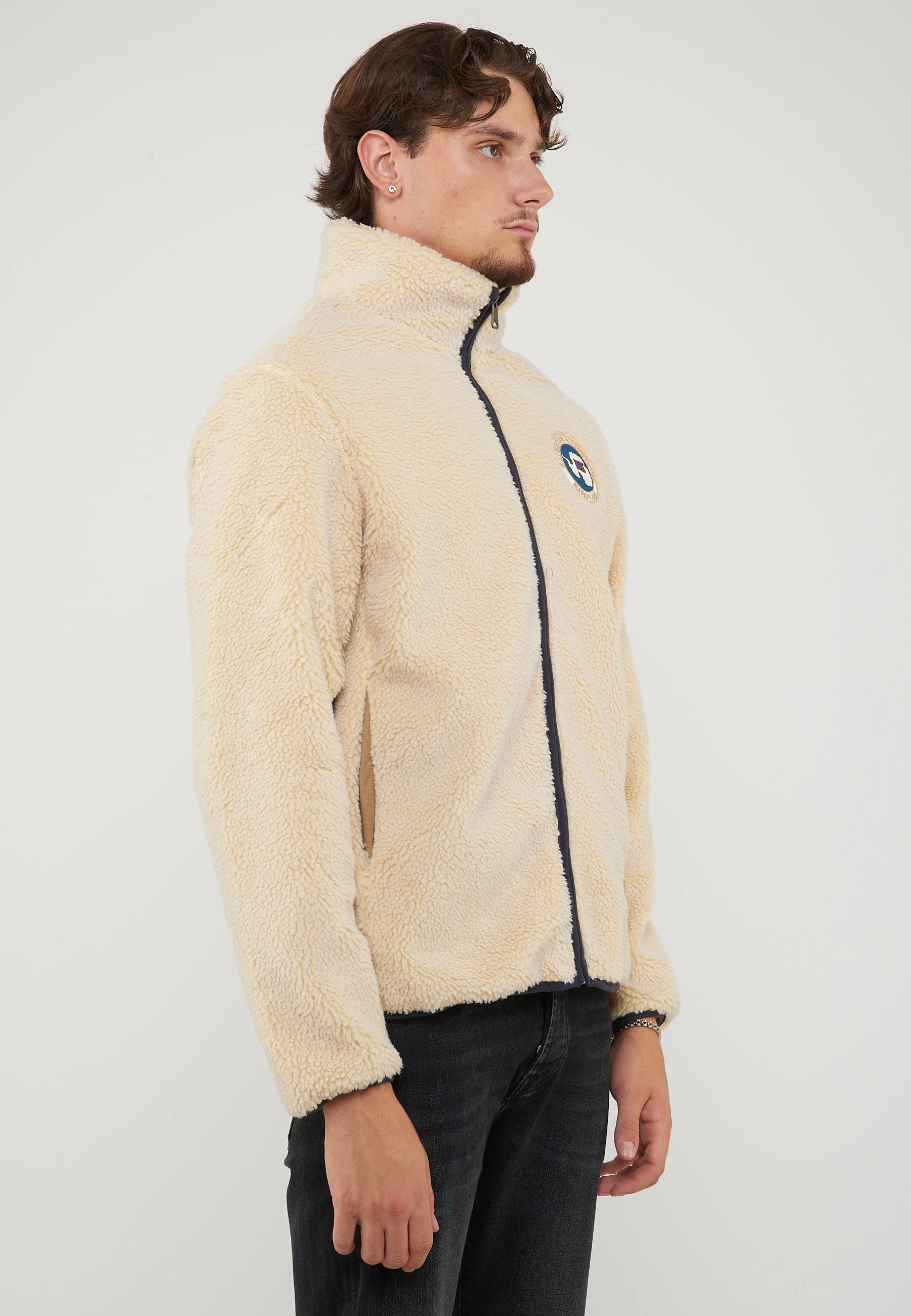 Felpa In Pile Con Zip T-Archive Fleece Putty