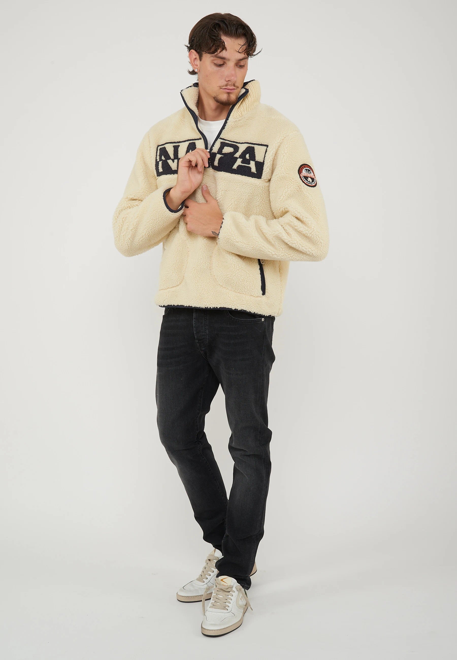Felpa In Pile Con Mezza Zip T-Archive Fleece Putty