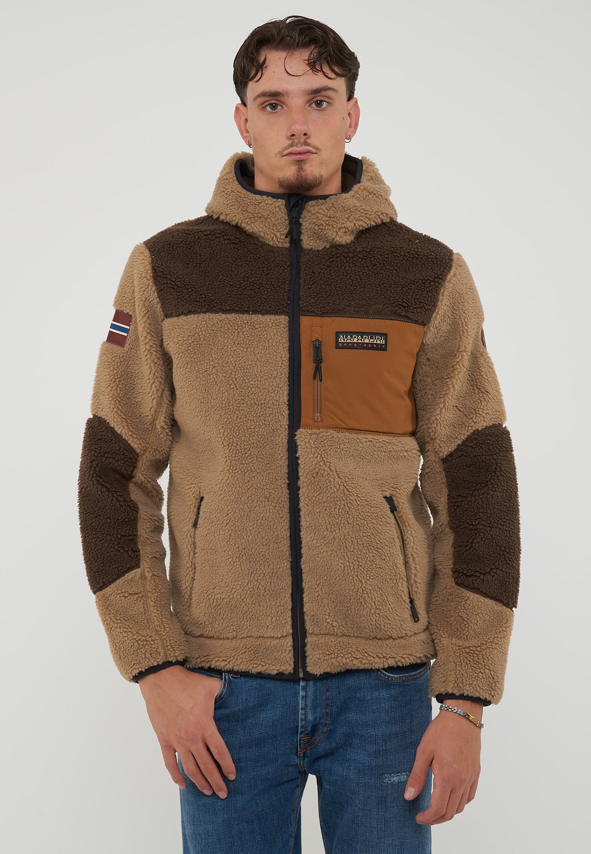 Felpa in Pile con Cappuccio e Zip Yupik