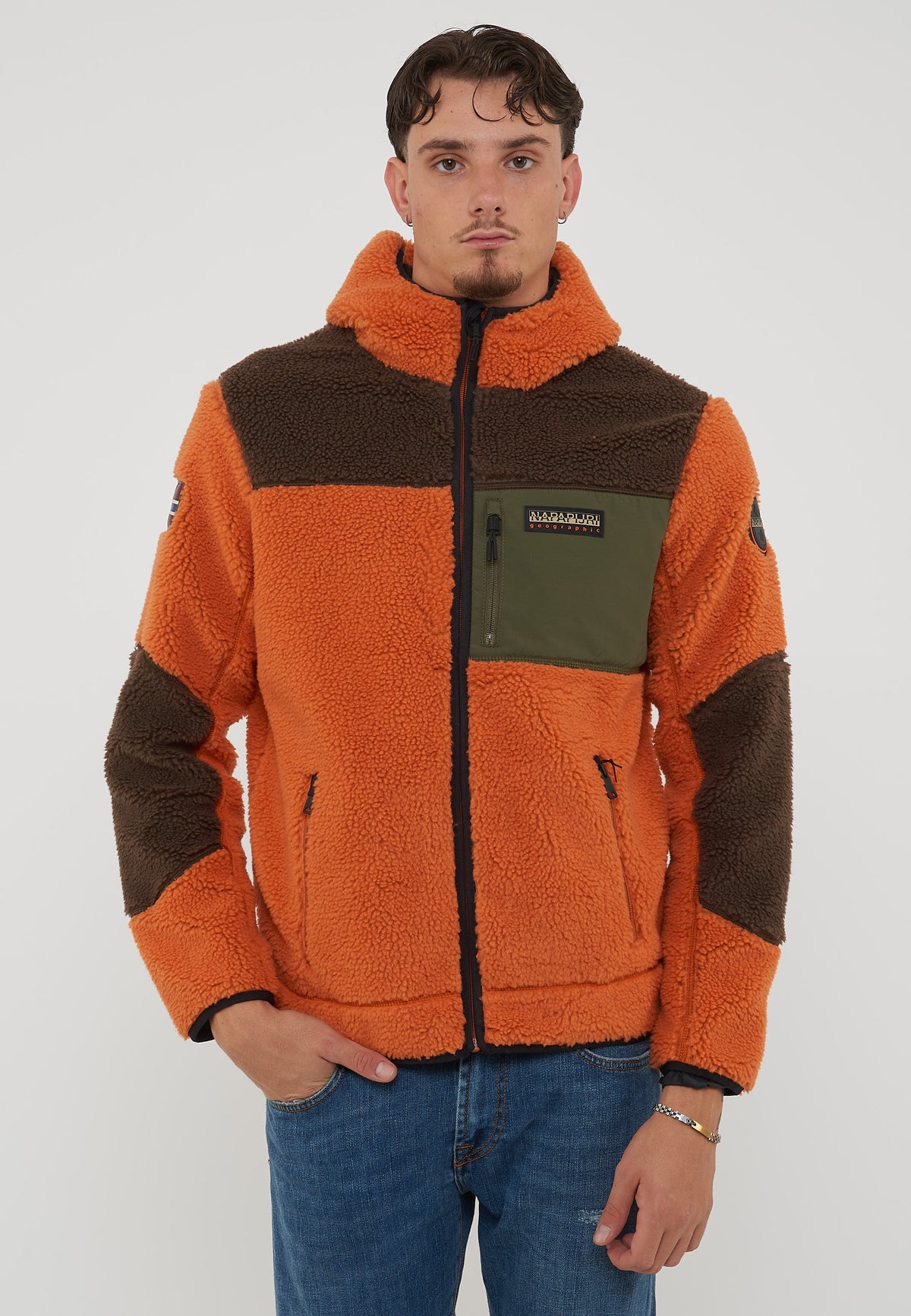 Felpa in Pile con Cappuccio e Zip Yupik Multicolore
