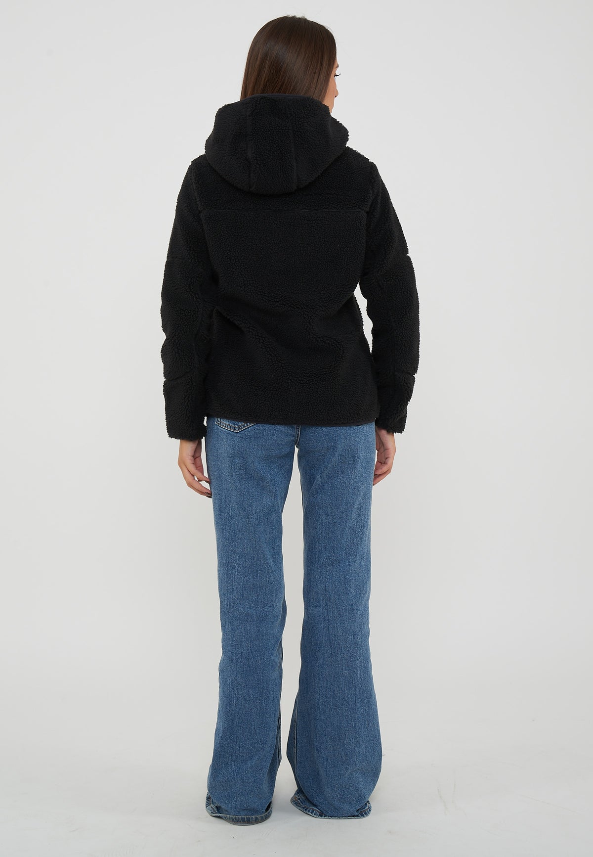 Felpa in Pile con Cappuccio e Zip Yupik Black Beauty