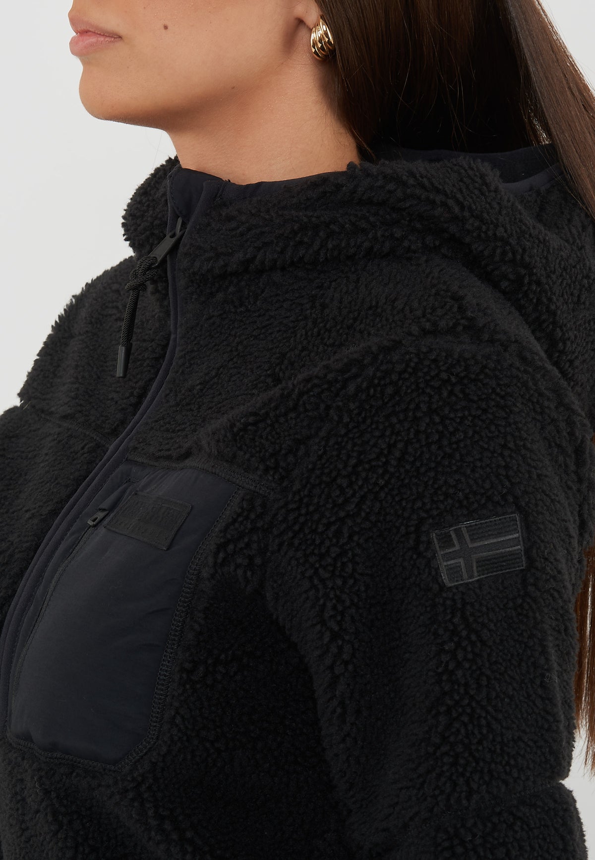 Felpa in Pile con Cappuccio e Zip Yupik Black Beauty