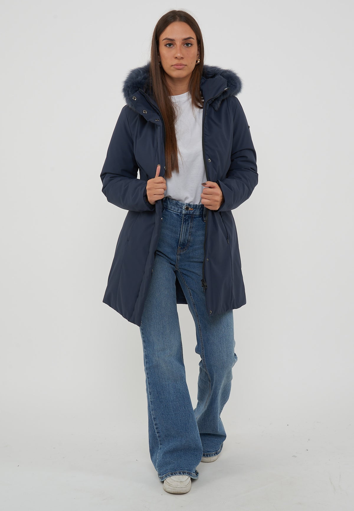 Parka Donna Modello Lady Tech Fur Jacket Dark Blue