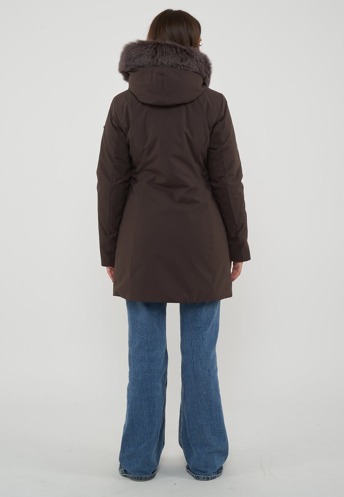 Parka Donna Modello Lady Tech Fur Jacket Black Coffee