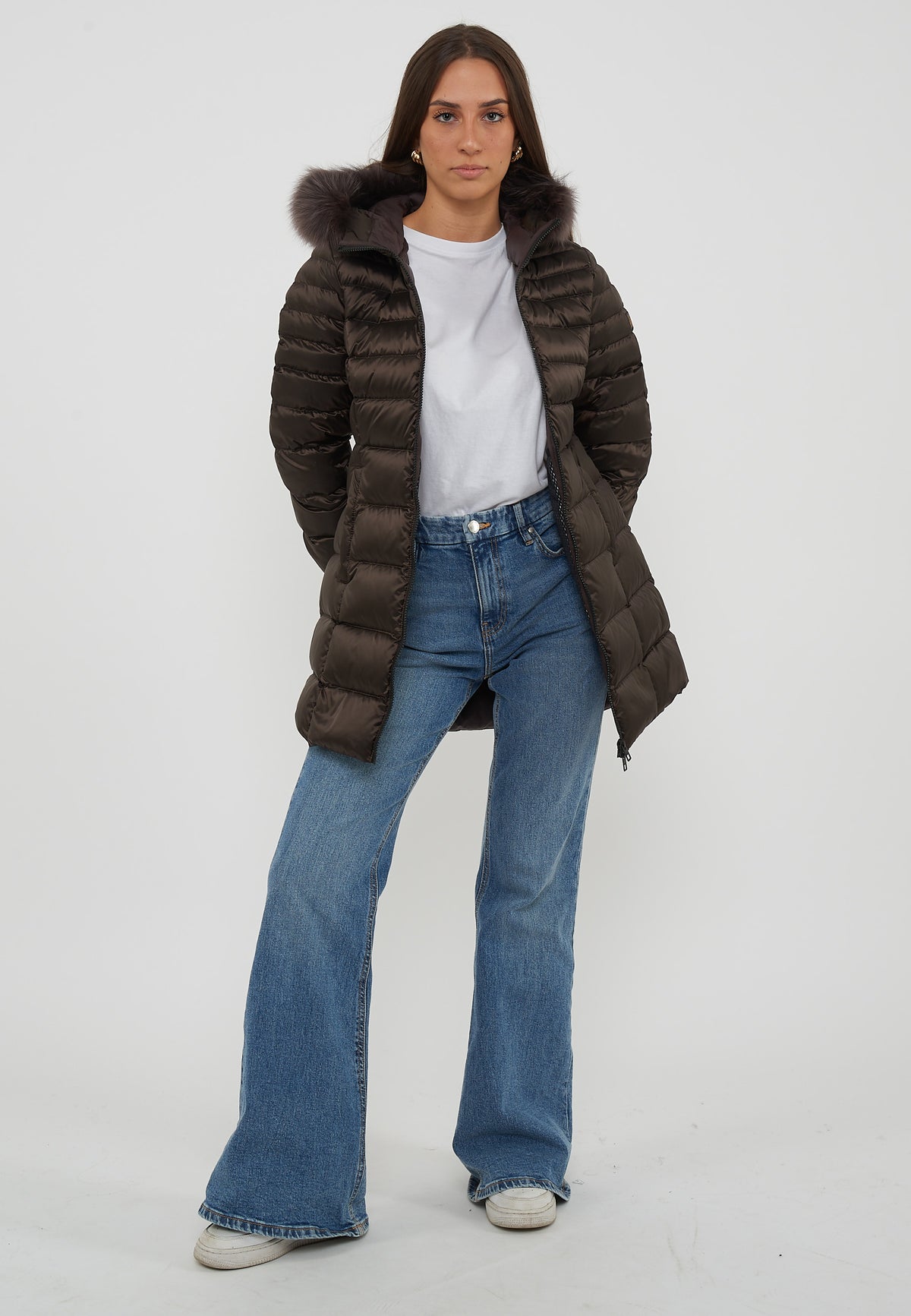 Piumino Long Mead Fur Jacket Black Coffee