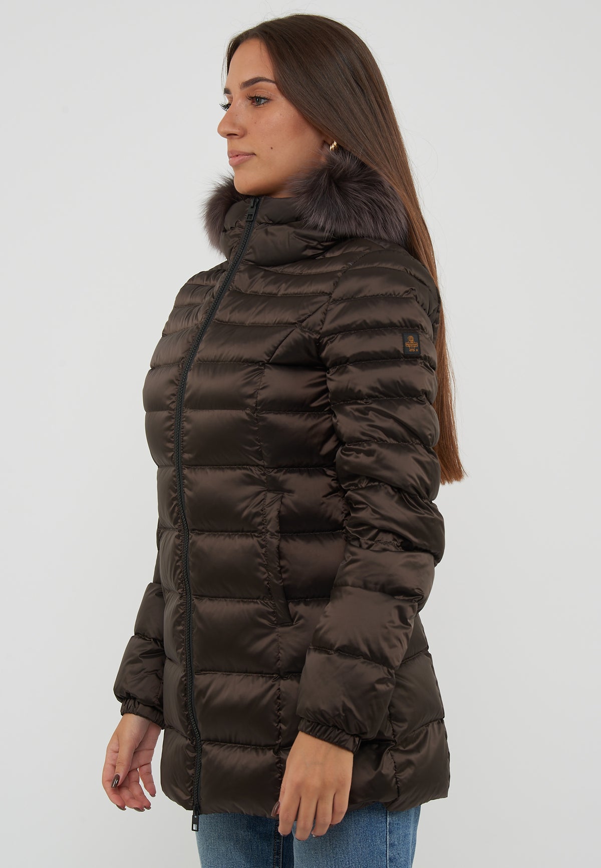 Piumino Long Mead Fur Jacket Black Coffee
