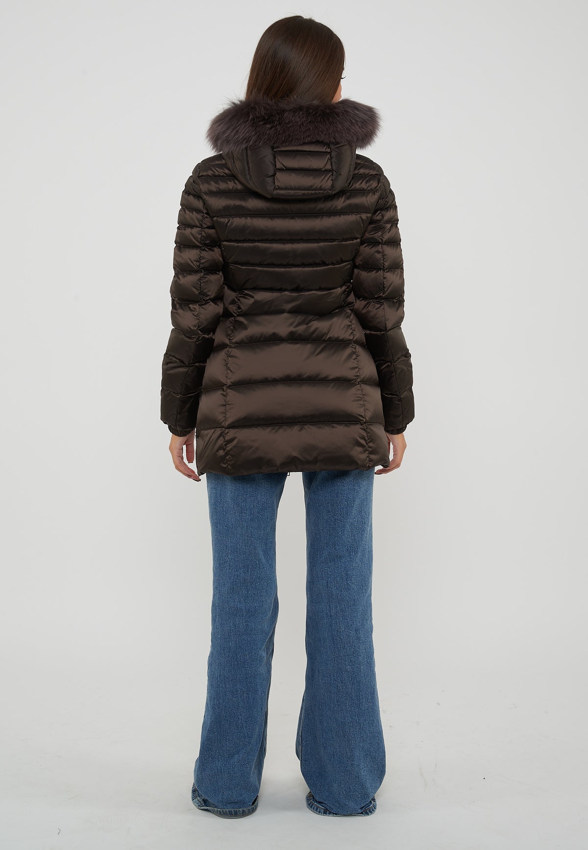Piumino Long Mead Fur Jacket Black Coffee