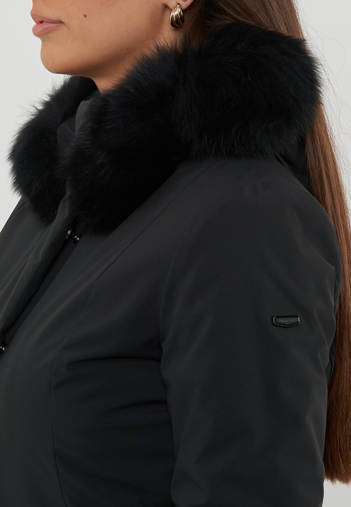 Parka Corto Donna Short Lady Tech Fur Jacket Nero