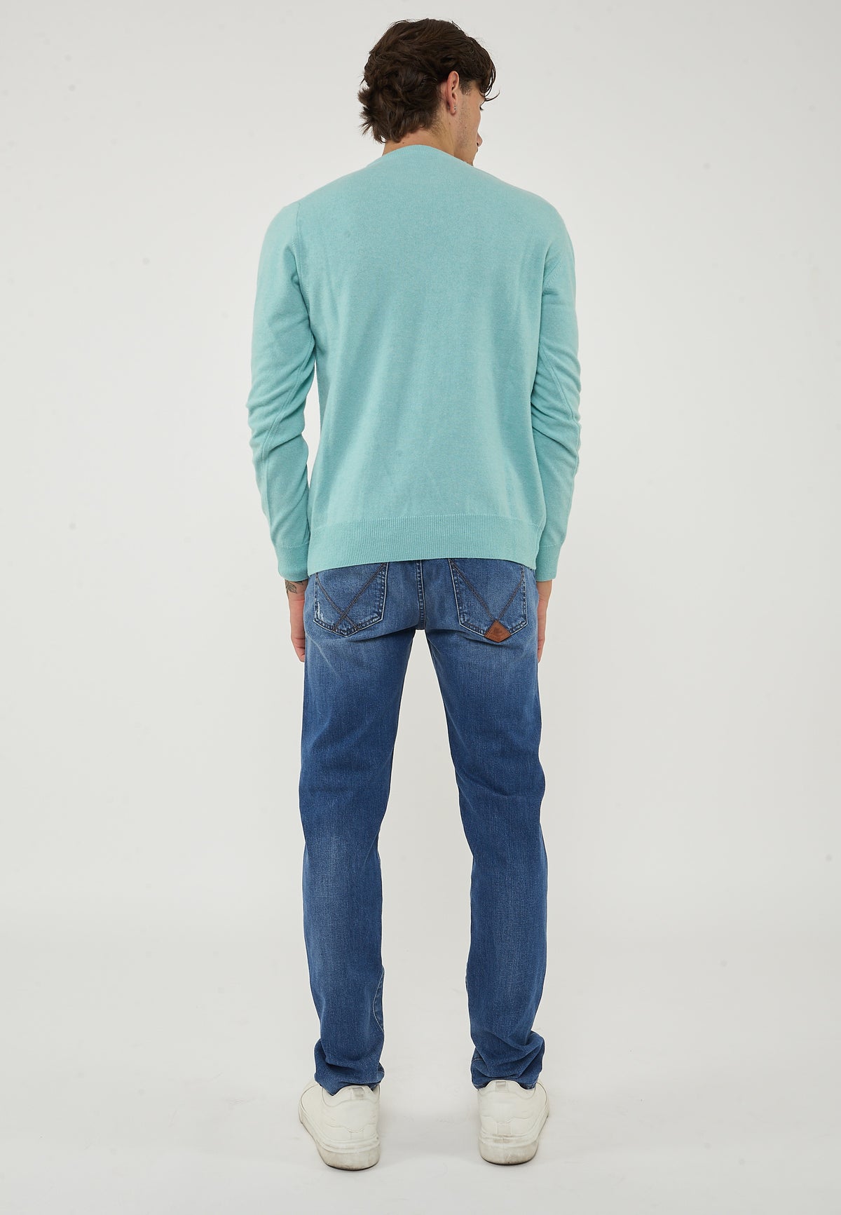 Pullover Girocollo Crew Basic Man Laguna Green