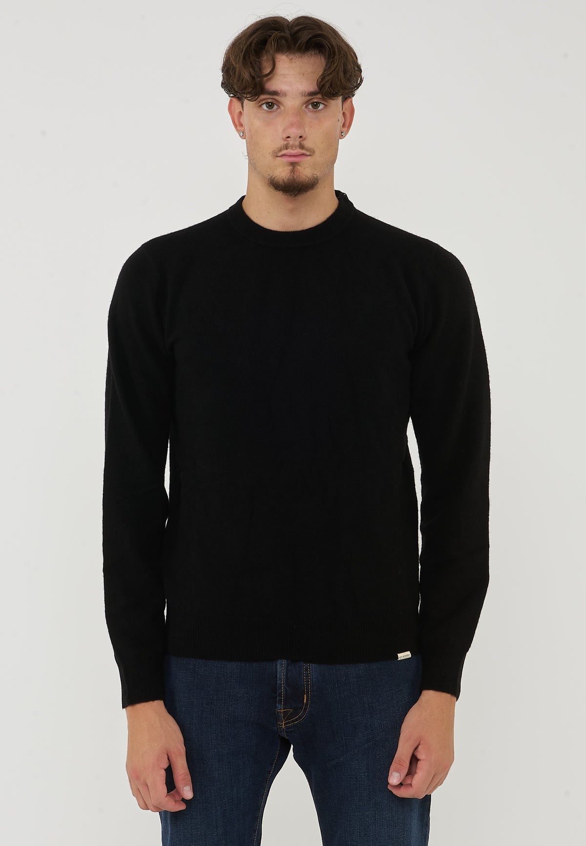 Pullover Misto Cashemeire Girocollo Crew Basic Man Black