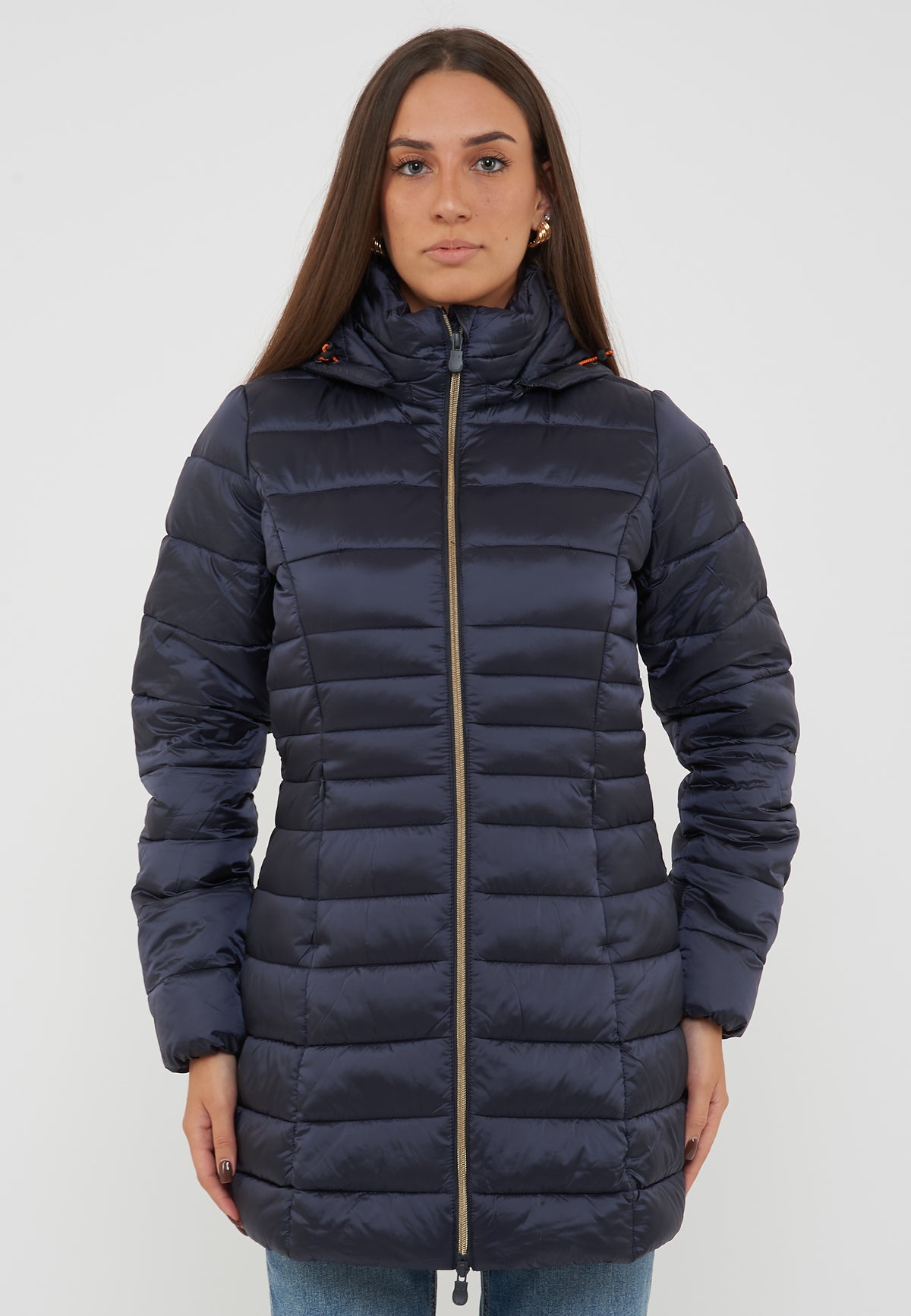 Piumino Lungo Da Donna Modello Reese Blue Black
