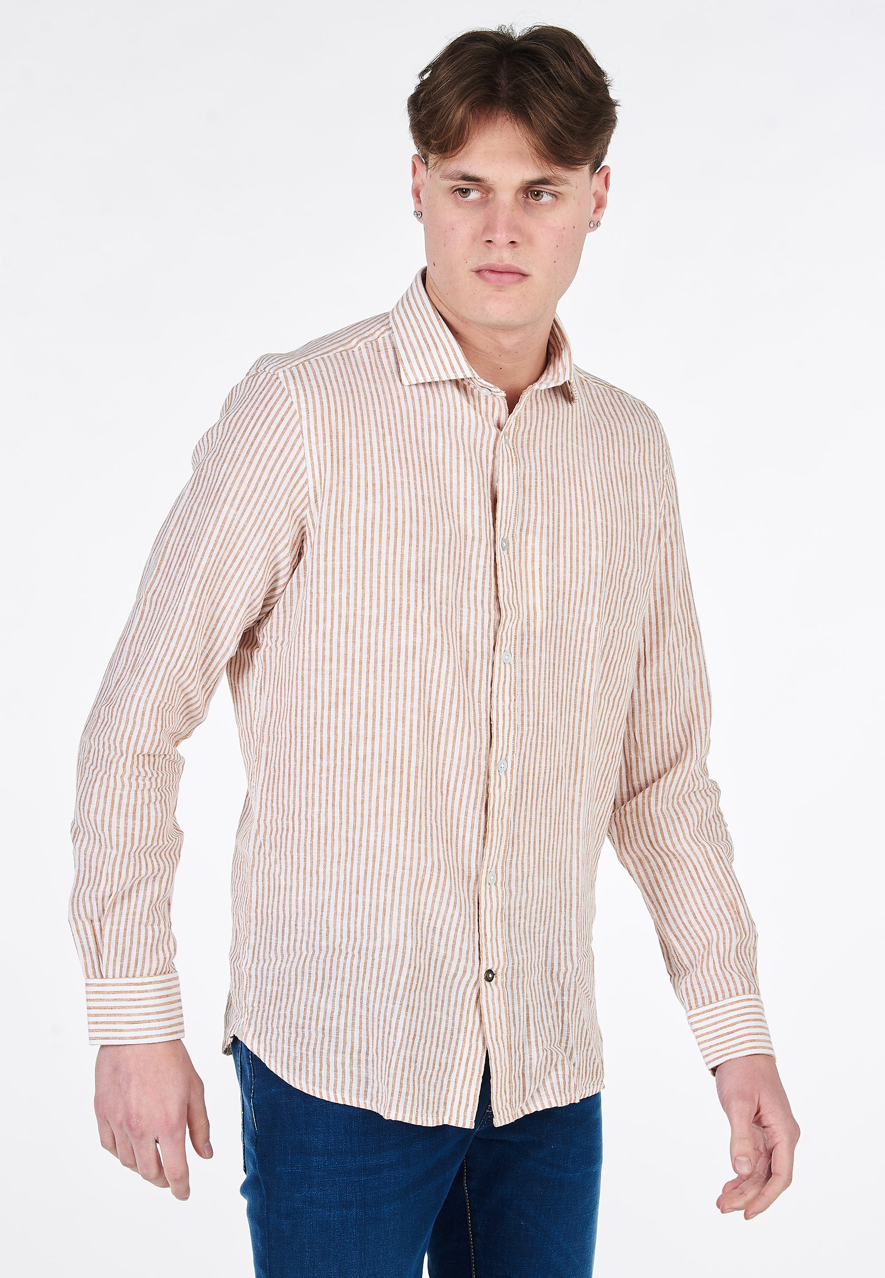 Camicia Alley Docks A Righe Misto Lino
