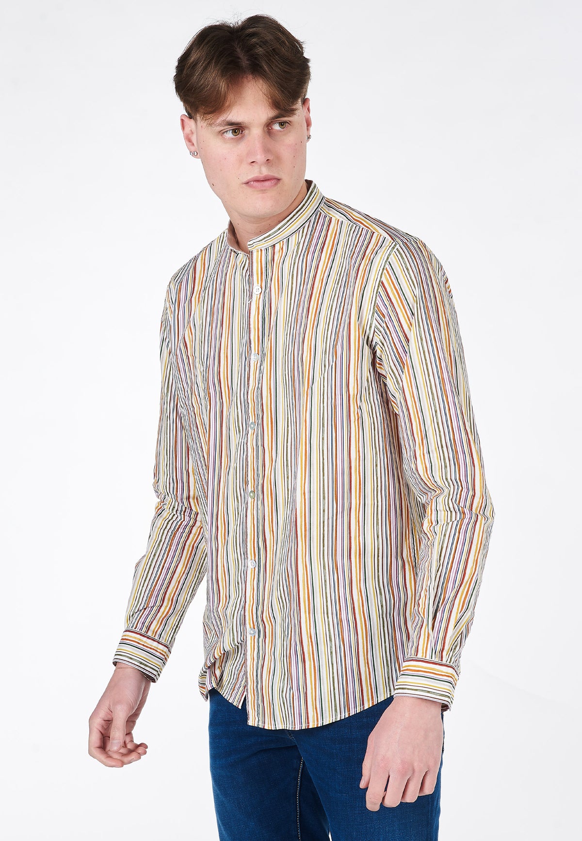 Camicia Coreana Alley Docks Cotone Rigato Multicolor