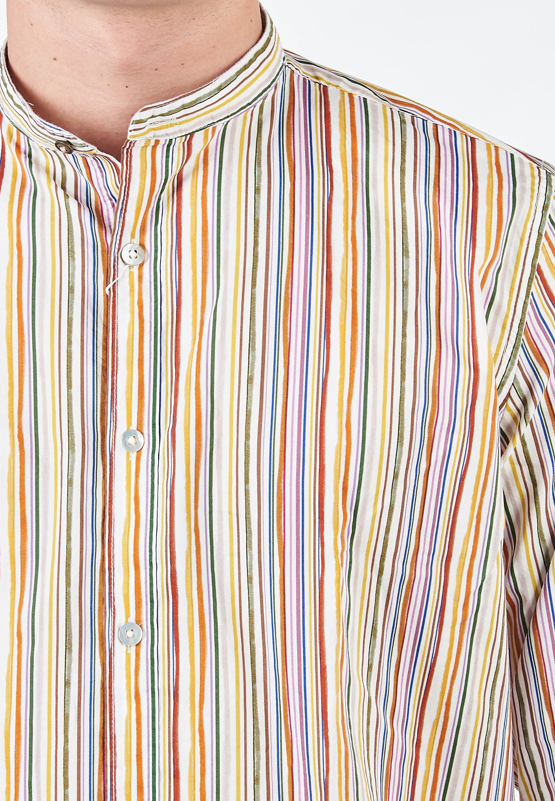 Camicia Coreana Alley Docks Cotone Rigato Multicolor
