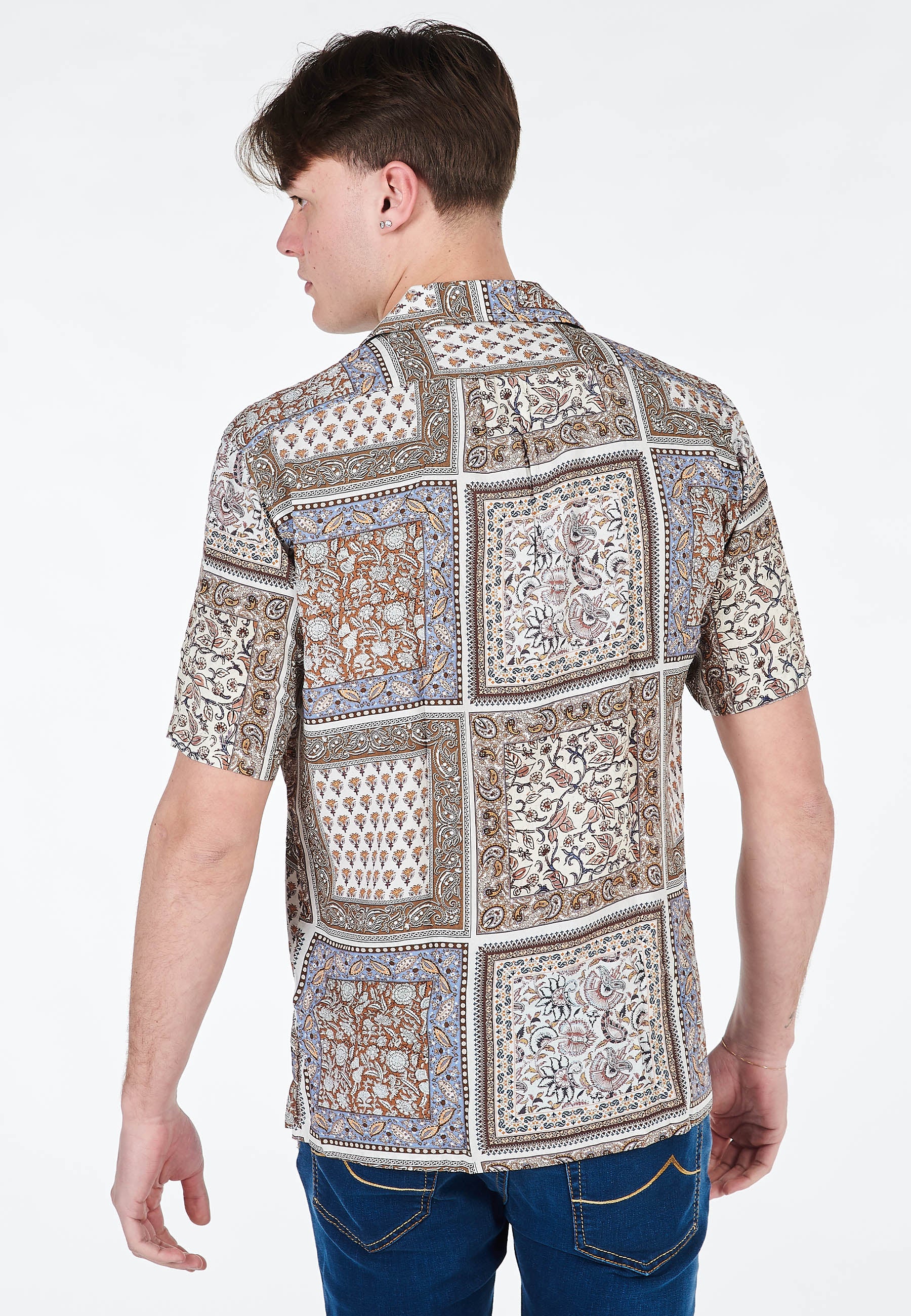 Camicia Alley Docks In Viscosa Mezza Manica Stampa