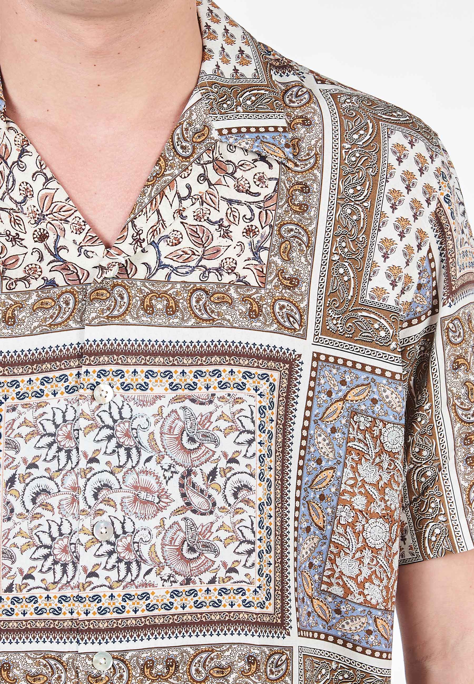Camicia Alley Docks In Viscosa Mezza Manica Stampa