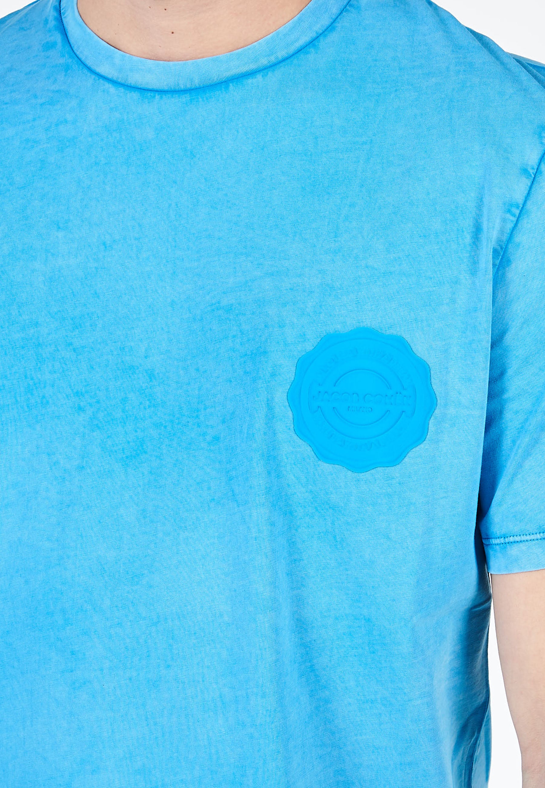 T-Shirt In jersey di Cotone Tinta In Capo