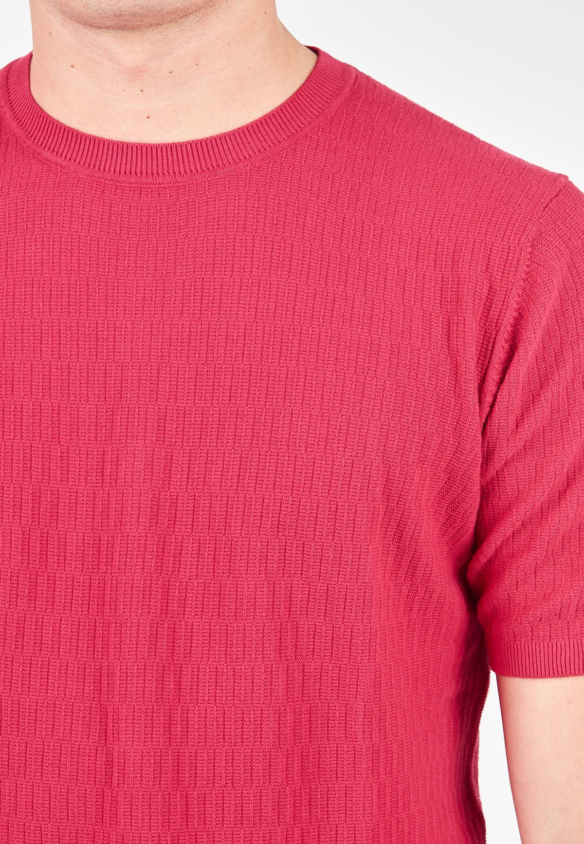 Short Sleeve Herringbone Crew Neck Jumper